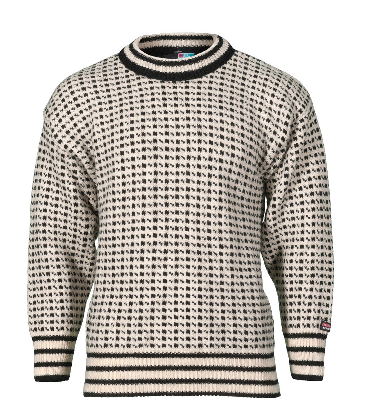 Bråtens Strickpullover Islender Sweater Pullover - weiß-schwarz - Herren Damen Wollpullover - aus 100% norwegischer Wolle