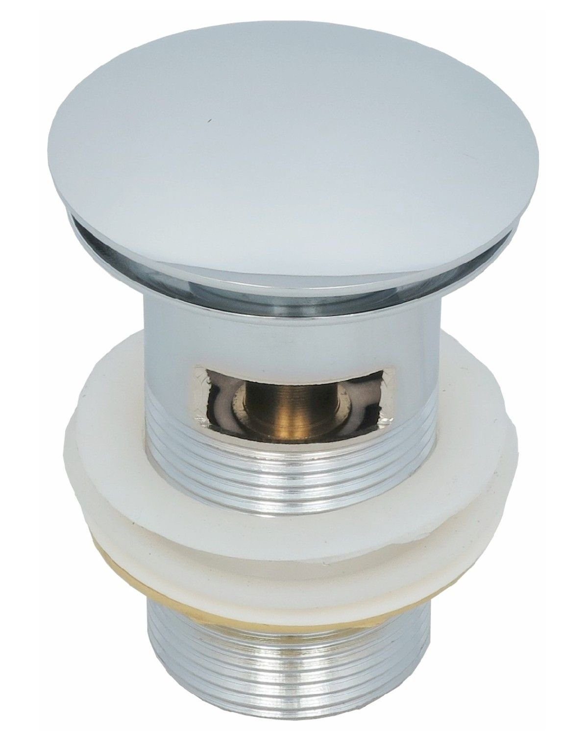 dirks-traumbad Ablaufgarnitur Ablaufventil mit Überlauf Waschbecken Ablaufgarnitur Waschtisch Abflussrohr Pop up Ventil Abfluss Messing Chrom Click System