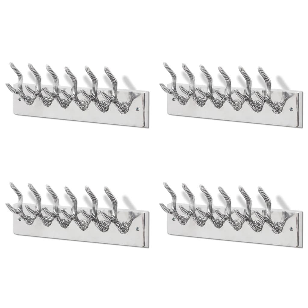vidaXL Garderobe 4 Stück Garderobenleisten 4 Stk Silbern Aluminium
