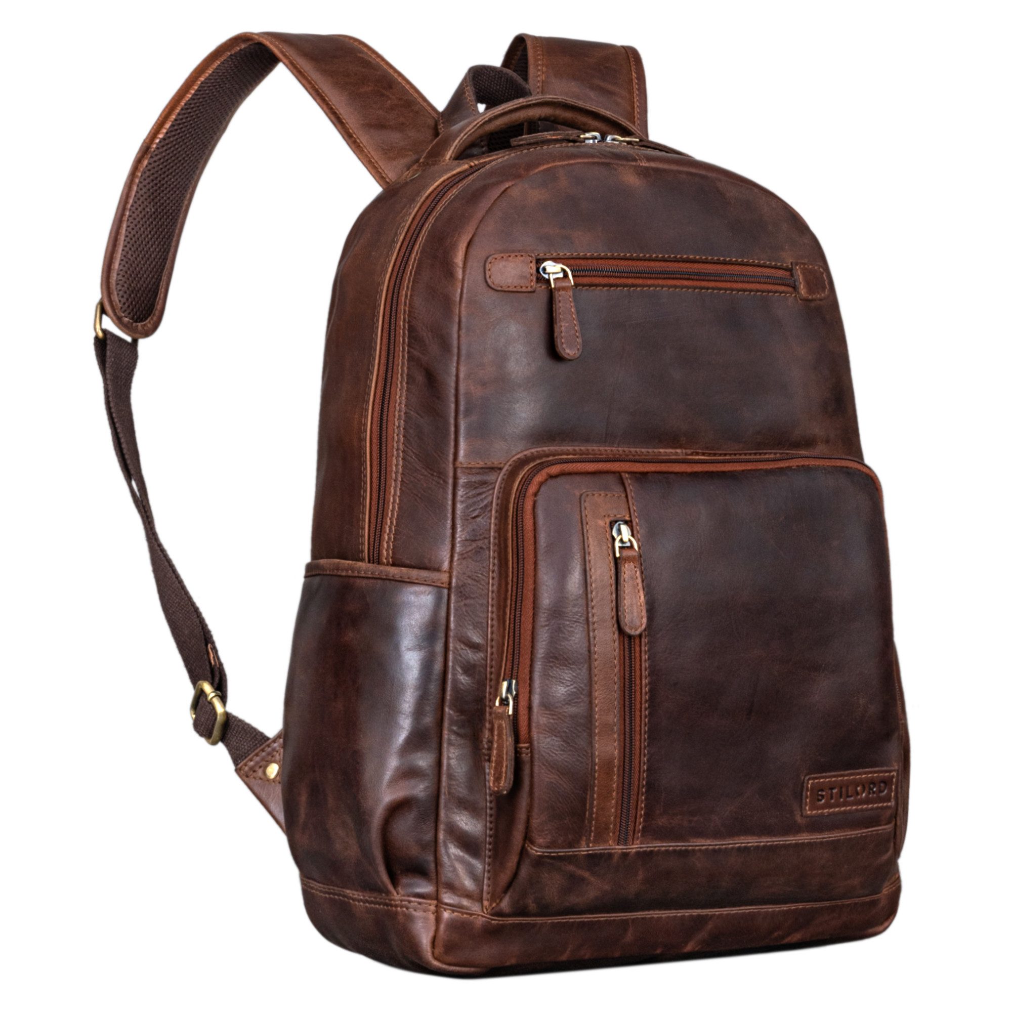 STILORD Notebookrucksack "Hubertus" Vintage Lederrucksack Damen und Herren