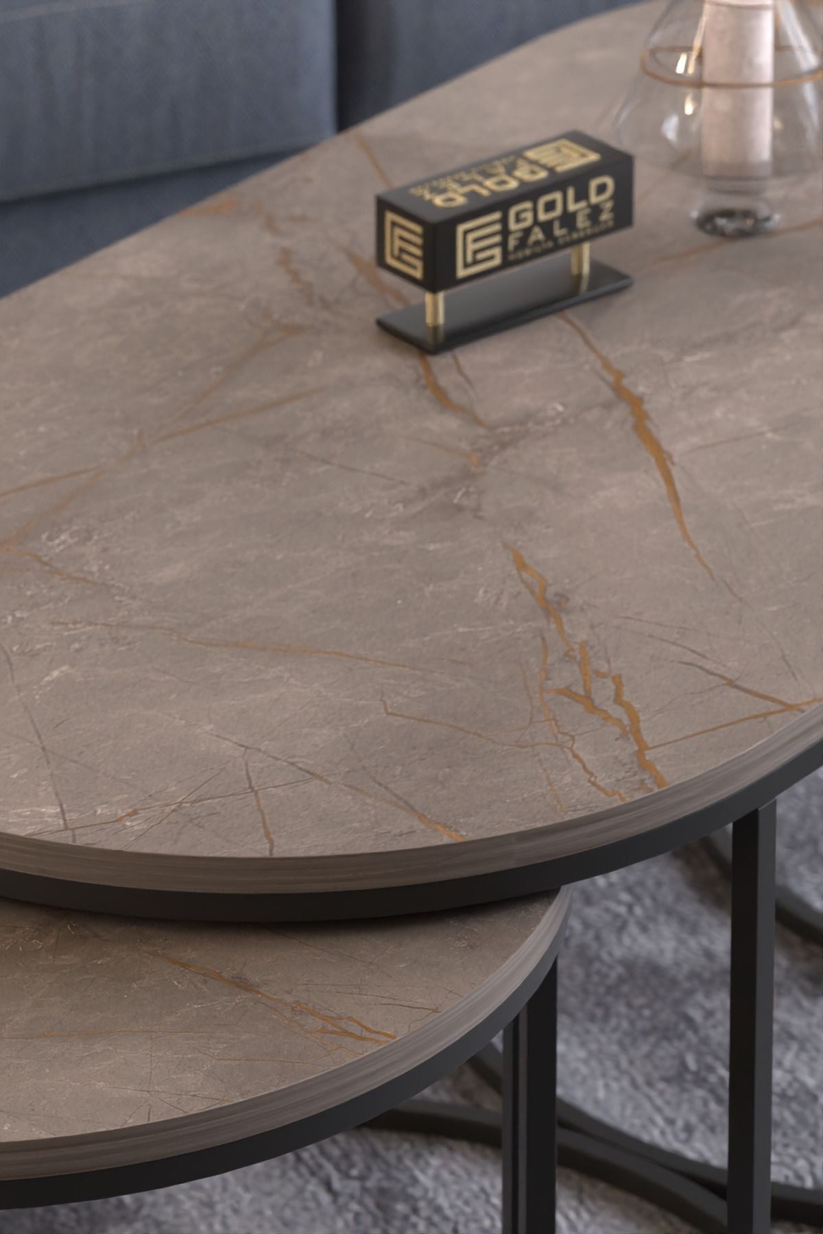 en.casa Couchtisch (3-St., Couchtisch + 2 Beistelltische), 3-teiliges Set, oval, modern 89322070