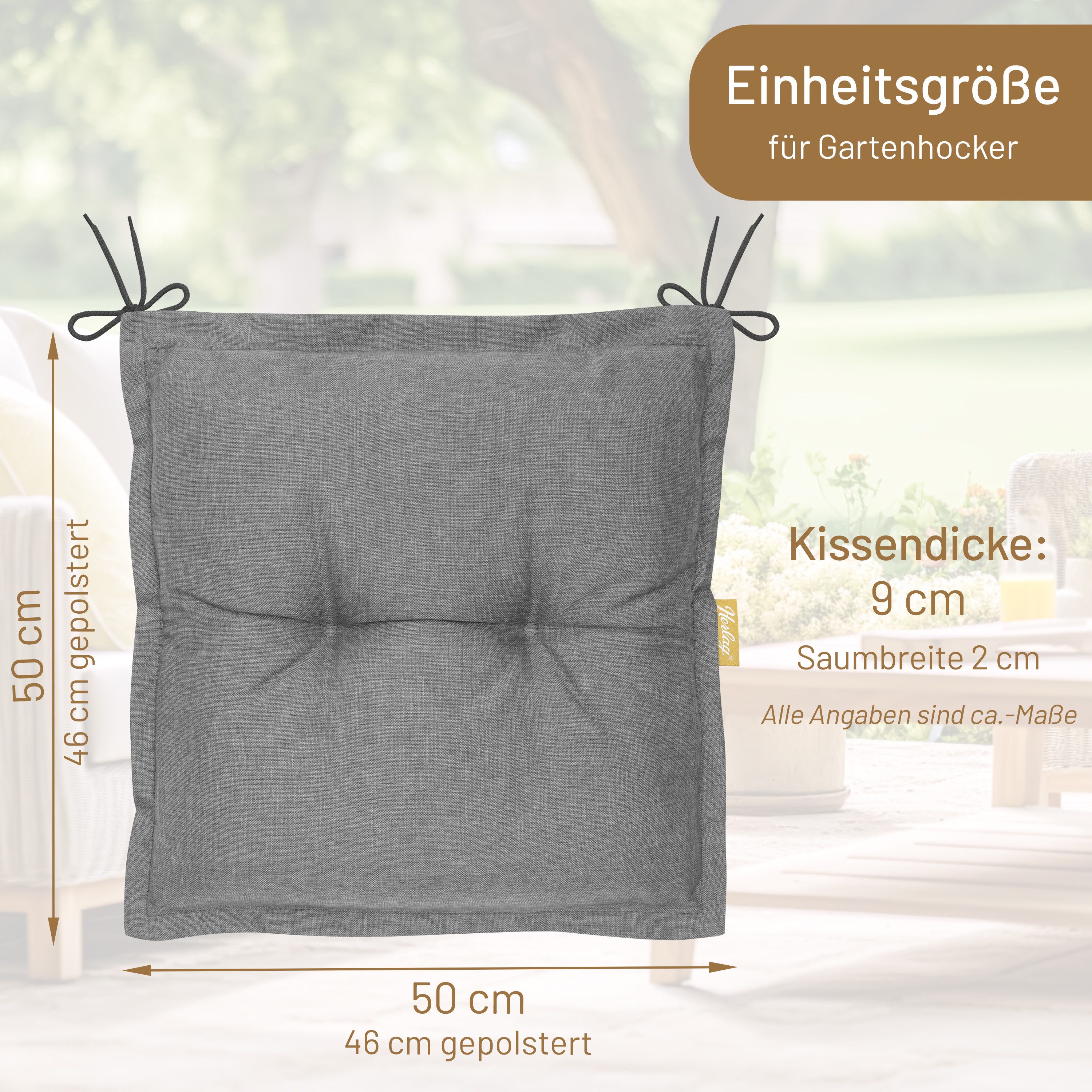 Herlag Hockerauflage Ava, SunGuard - extra dicke Sitzauflage, Silber
