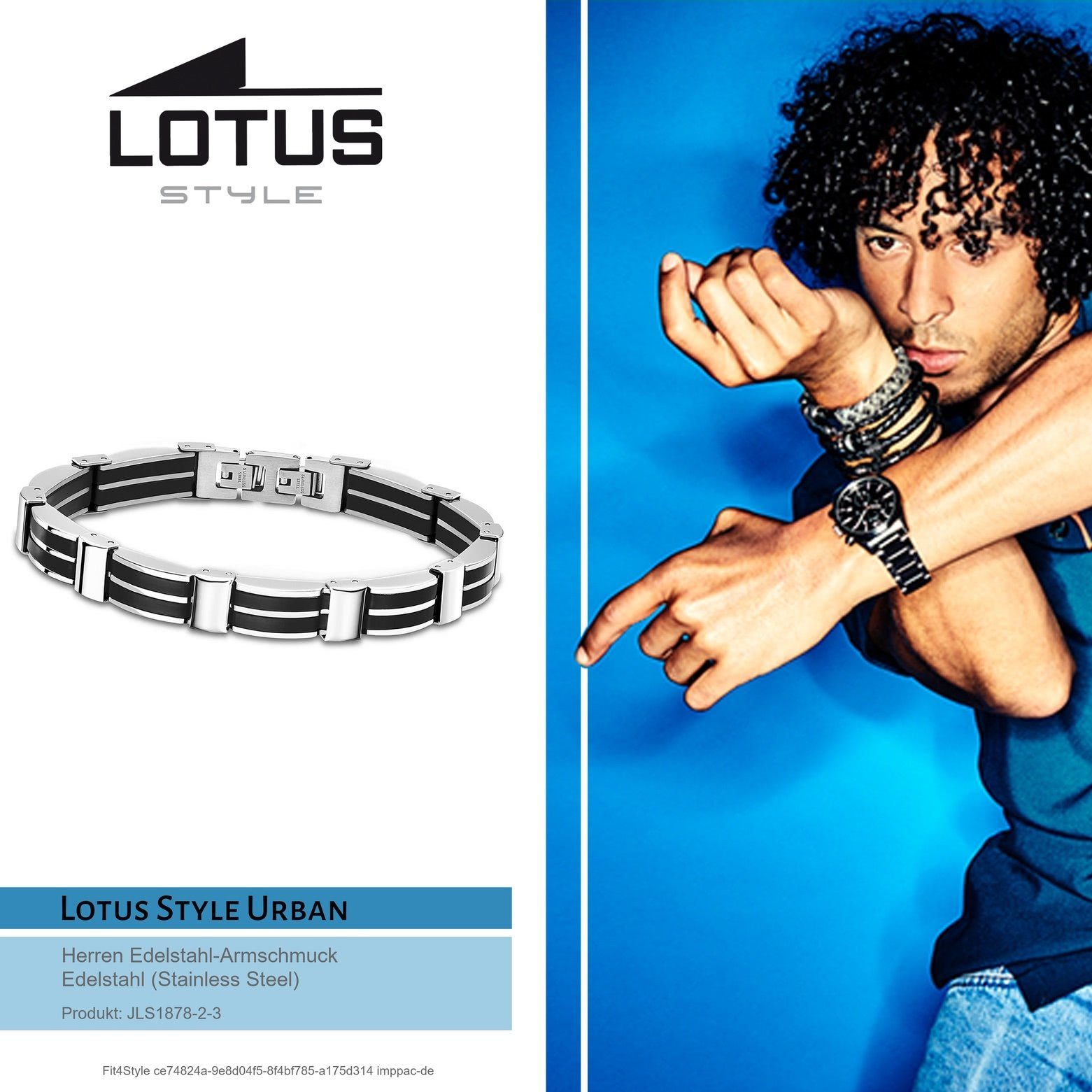 (Armband), Steel) LS1878-2/3 für Lotus (Stainless Edelstahl Style Armband Lotus Edelstahlarmband Armbänder Style Herren schwarz
