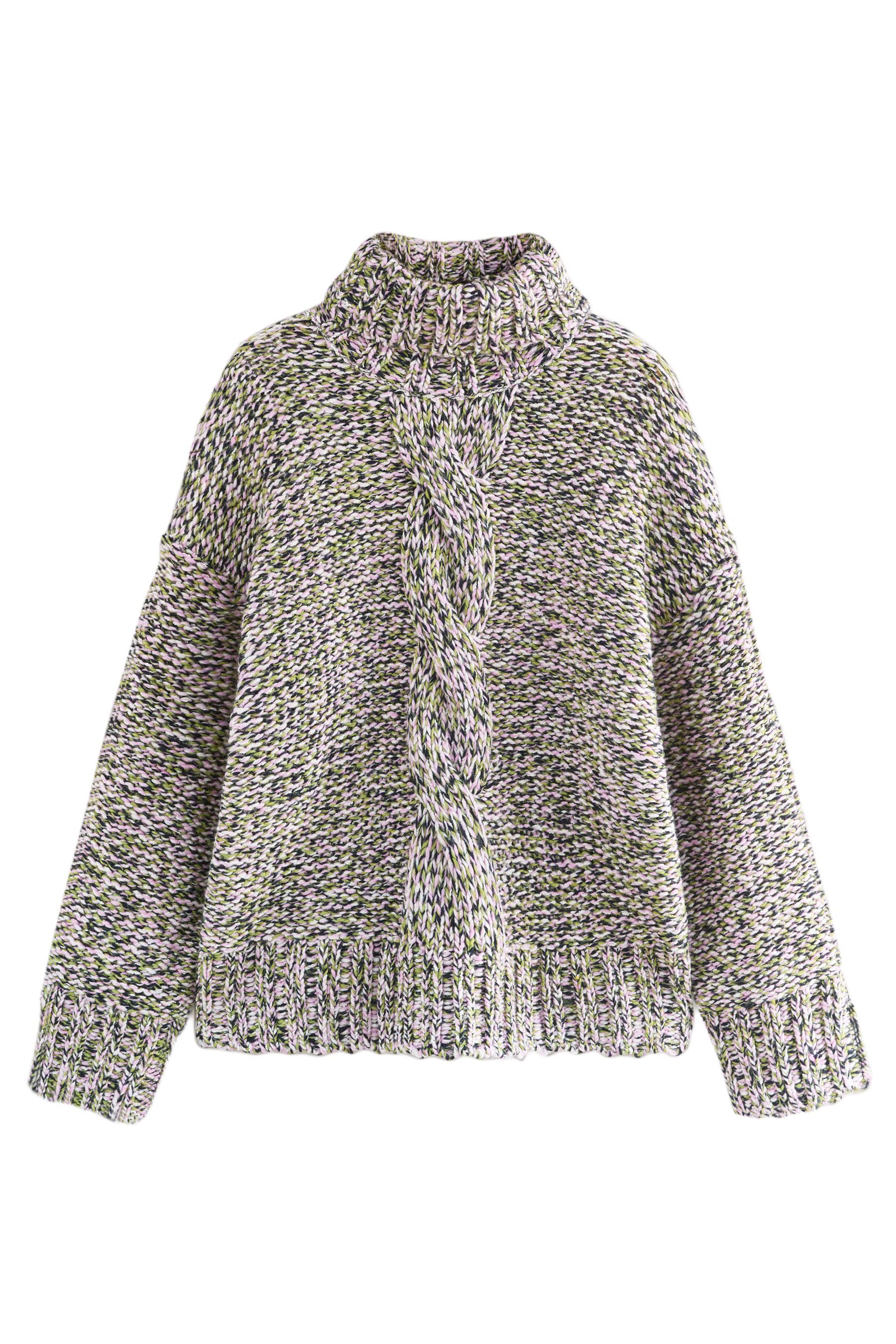 Next Strickpullover Rollkragenpullover mit Zopfmuster und Drehdetail (1-tlg)