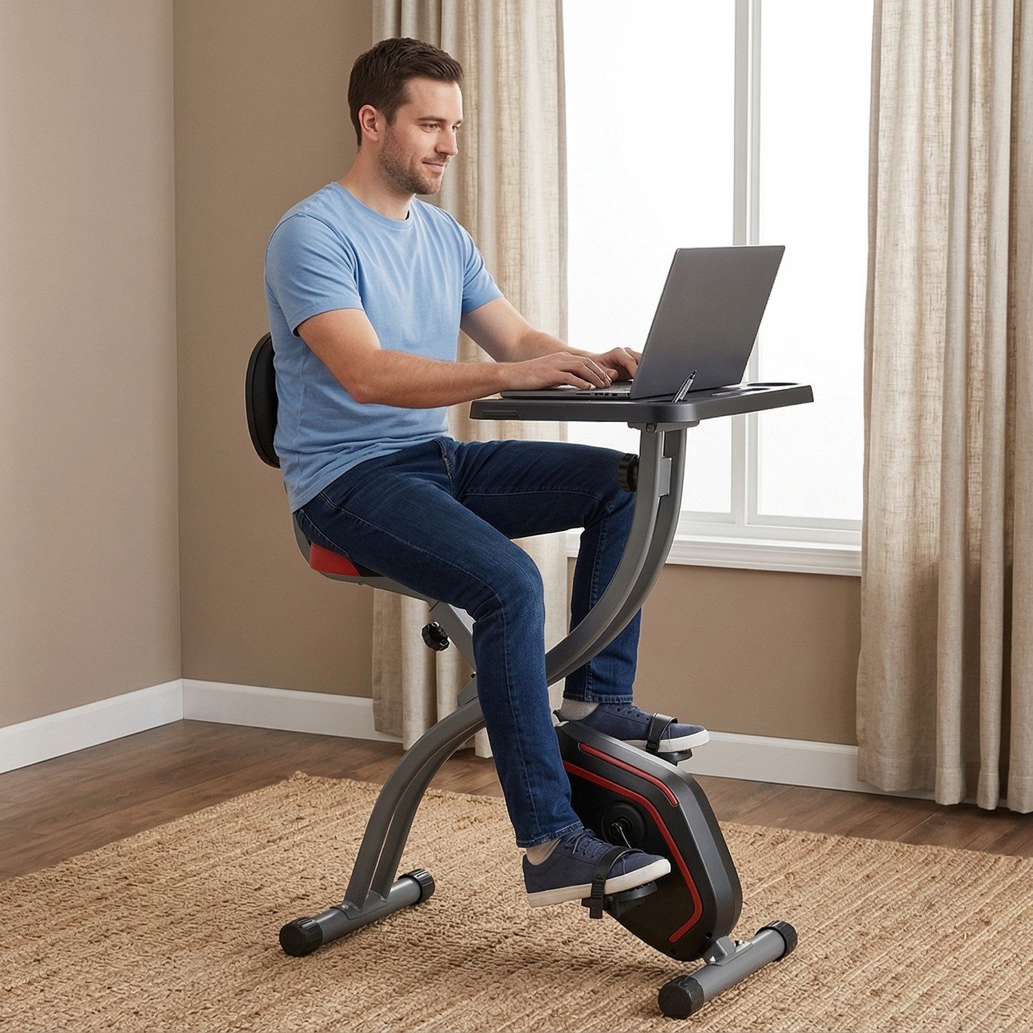PeakPower Heimtrainer Schreibtischbike,gleichzeitig lesen/arbeiten und trainieren.