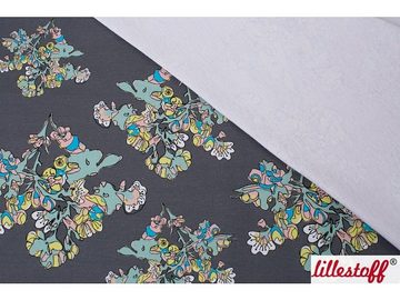 larissastoffe Stoff Bio French Terry, Bio Sweatstoff, Sommersweat Lillestoff Fiori grau, Meterware, 50 cm x 150 cm