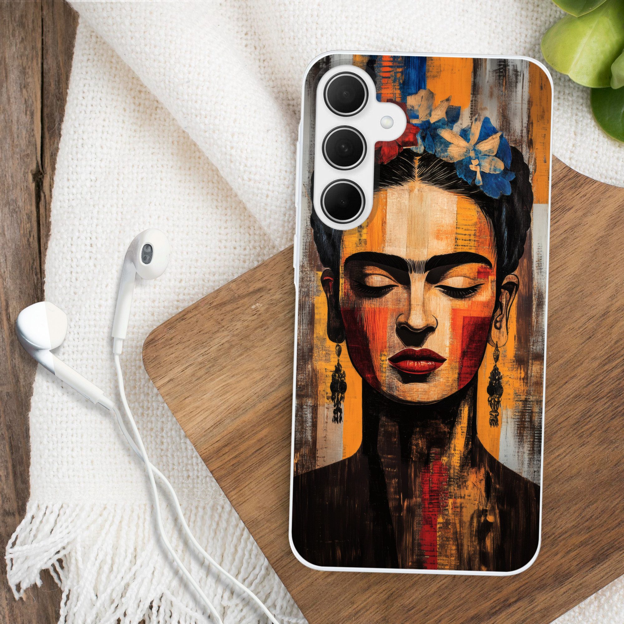 MuchoWow Handyhülle für Samsung Galaxy A35 5G Porträt - Frau - Blumen, Smartphone-Bumper, Print, Handy Schutzhülle Dünn