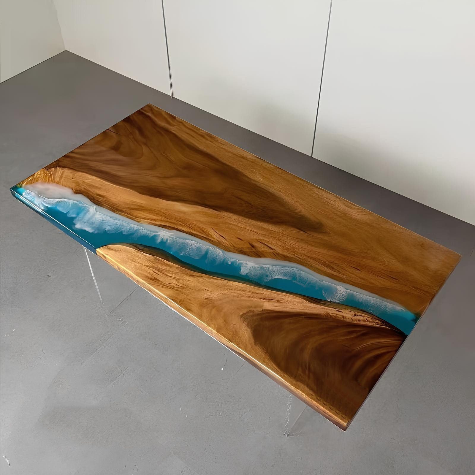 JVmoebel Esstisch Echtholz River Table aus Nussbaum mit transparentem Epoxidharz (Packung, 1-St., Tisch), Made in Europa