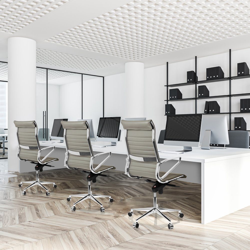 Chefsessel Drehstuhl OFFICE Grau ergonomisch PARIBA I Profi Leder hjh mit Bürostuhl Armlehnen, Chefsessel