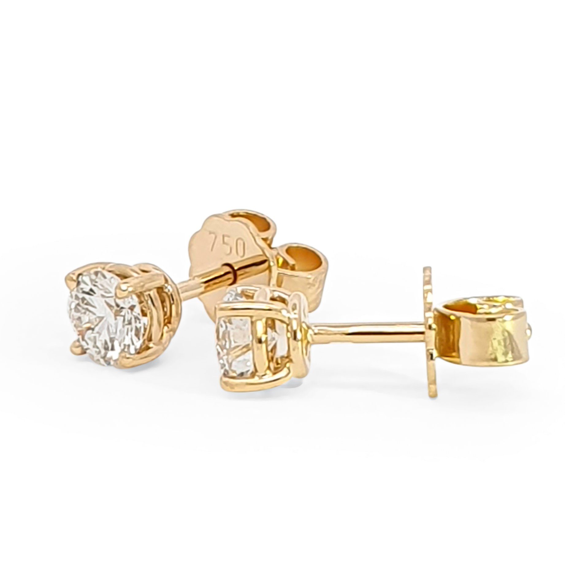 Webgoldschmied Paar Ohrstecker Ohrstecker 750 Gold mit 2 Brillanten 0,80 ct F/IF, Originalbilder nicht im Photoshop bearbeitet