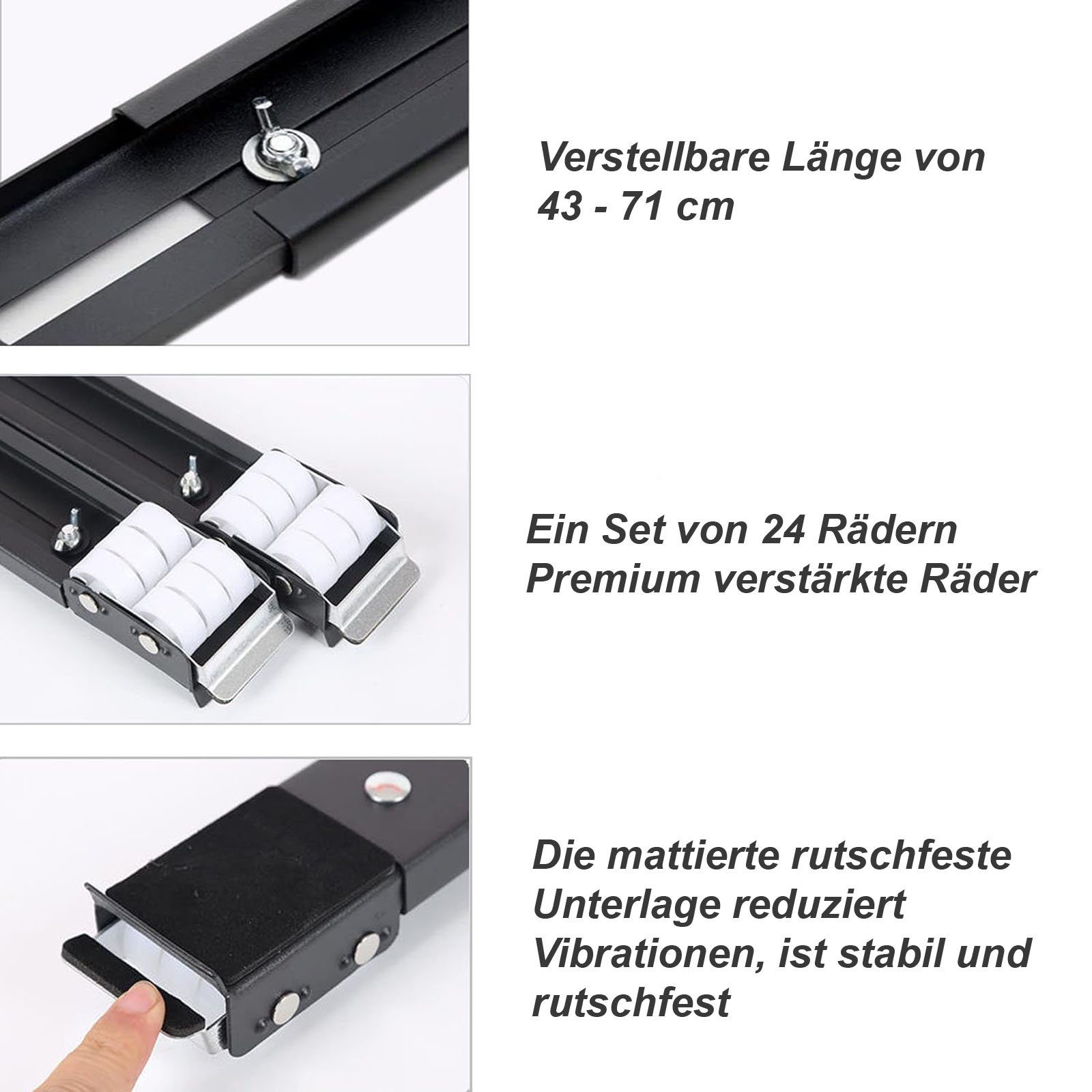 VOSSBACH Waschmaschinenuntergestell Waschmaschinen Untergestell Trockner Kühlschrank Podest Sockel, Schwarz mit Rollen und Bremse Belastung: 300 kg