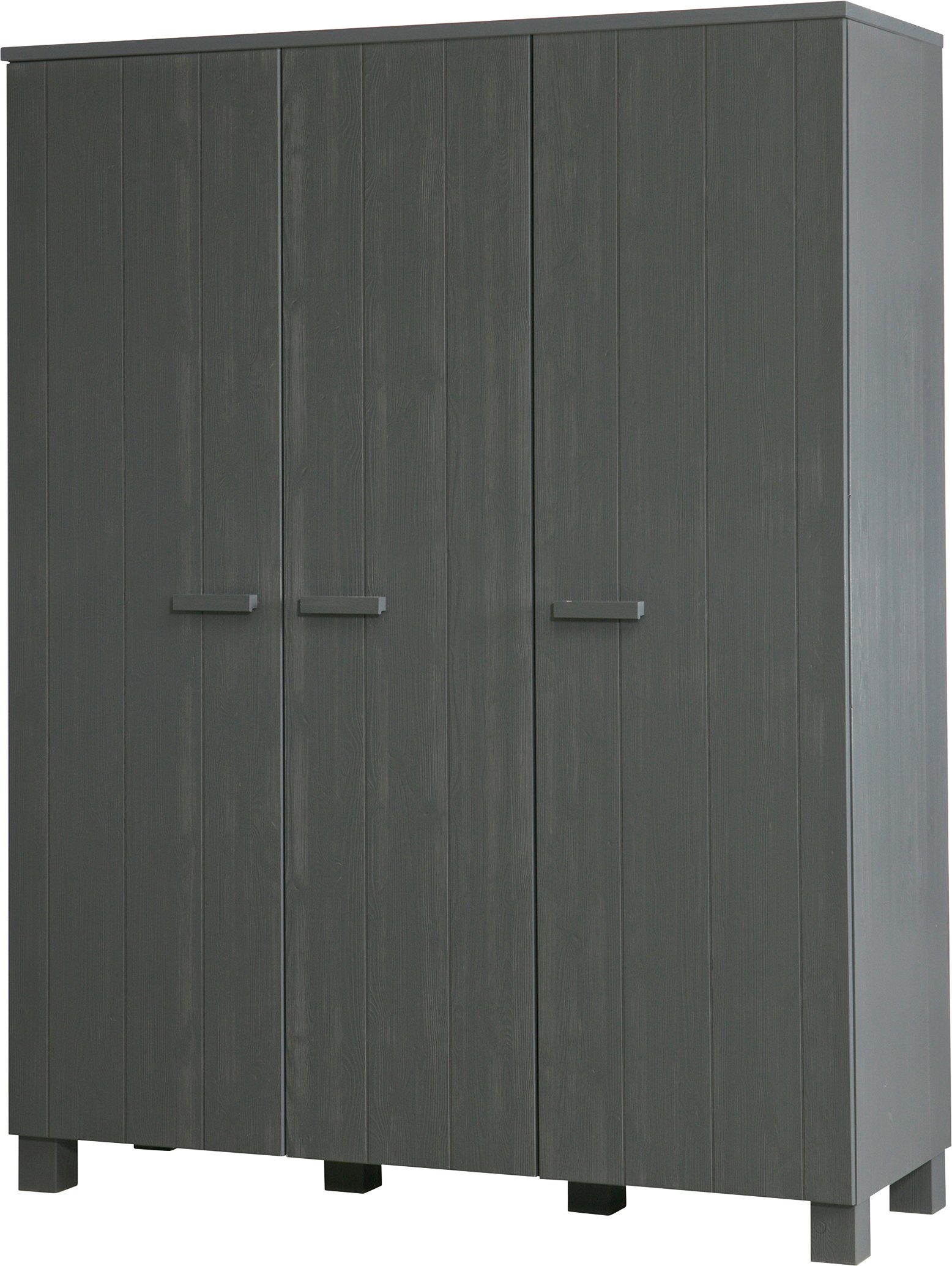 WOOOD Kleiderschrank Dennis Mehrzweckschrank mit gebürsteter Oberfläche FSC® Kiefer massiv, gebürstet, Höhe 202 cm