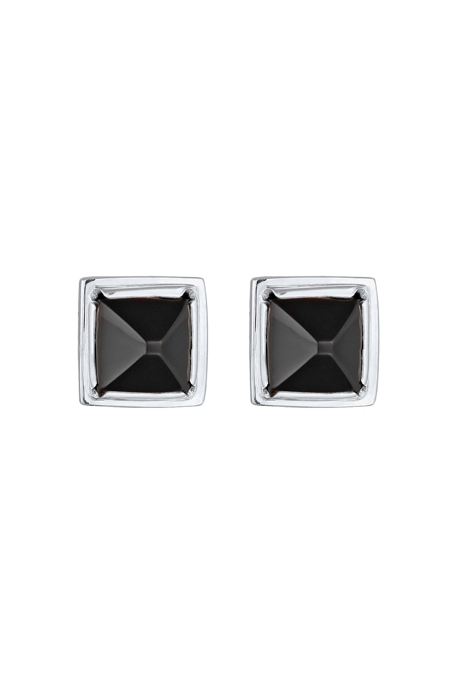 Kuzzoi Paar Ohrstecker Onyx Silber 925 Quadrat Pyramid