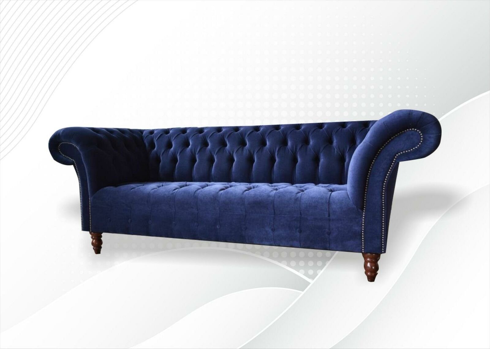 JVmoebel Chesterfield-Sofa Dunkelblauer Chesterfield 3-er luxus Möbel Textilmöbel Neu, Made in Europe