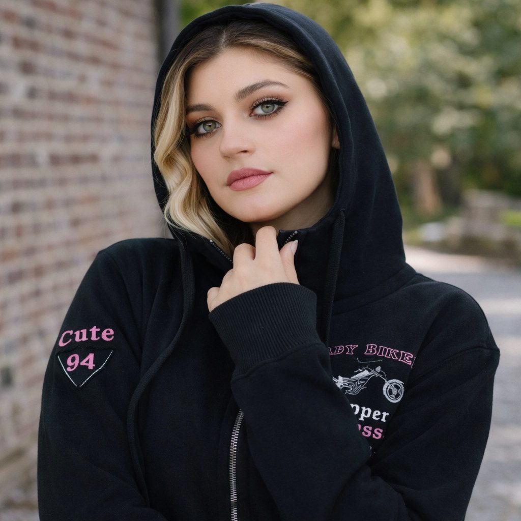 NexGenOutfits Hoodie Damen Fleece Pulli Kapuzenpullover Sweatjacke mit Reißverschluss