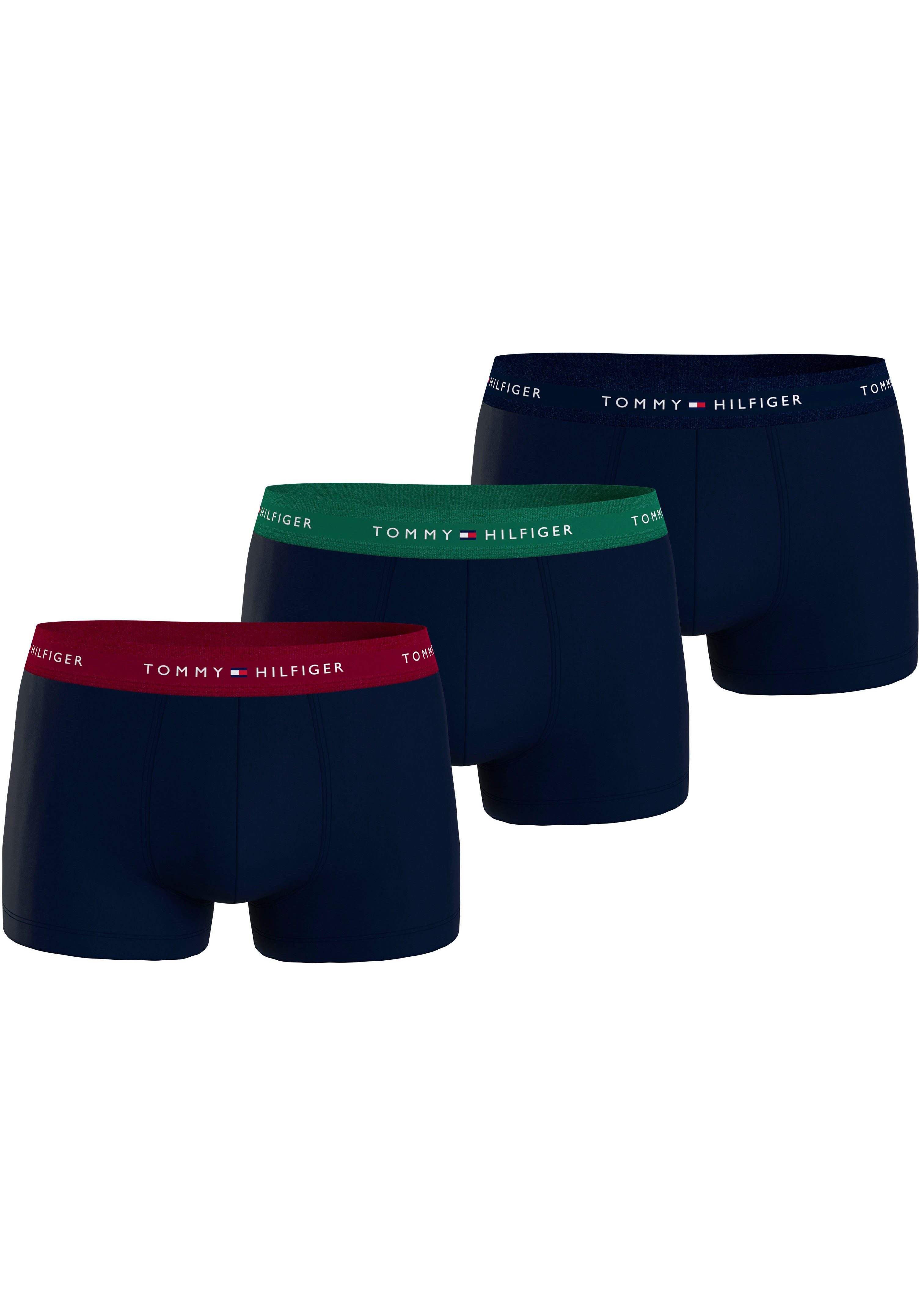 3er-Pack) 3-St., Logo-Elastikbund mit Trunk Tommy (Packung, rouge/nouveau green/desert TRUNK Underwear Hilfiger 3P WB sky