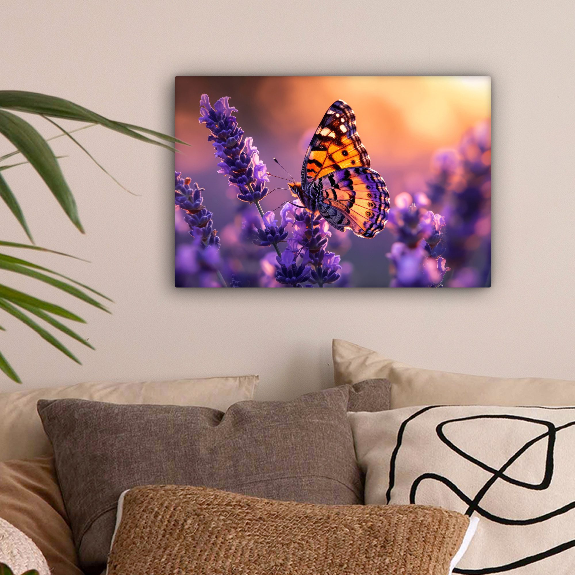 OneMillionCanvasses® Leinwandbild Blumen - Schmetterling - Lavendel - Blume günstig online kaufen