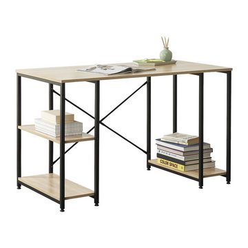 en.casa Regal-Schreibtisch, »Aarhus« Bürotisch PC Tisch mit Ablage 75x120x60cm - Schwarz/Eiche-Optik