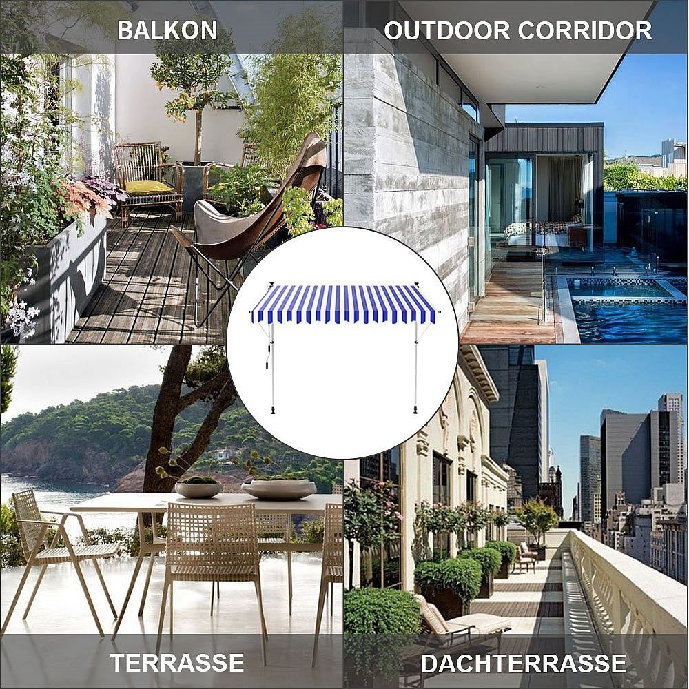 Feel2Home Klemmmarkise Klemmmarkise 150-400cm Balkon Sonnenschutz günstig online kaufen