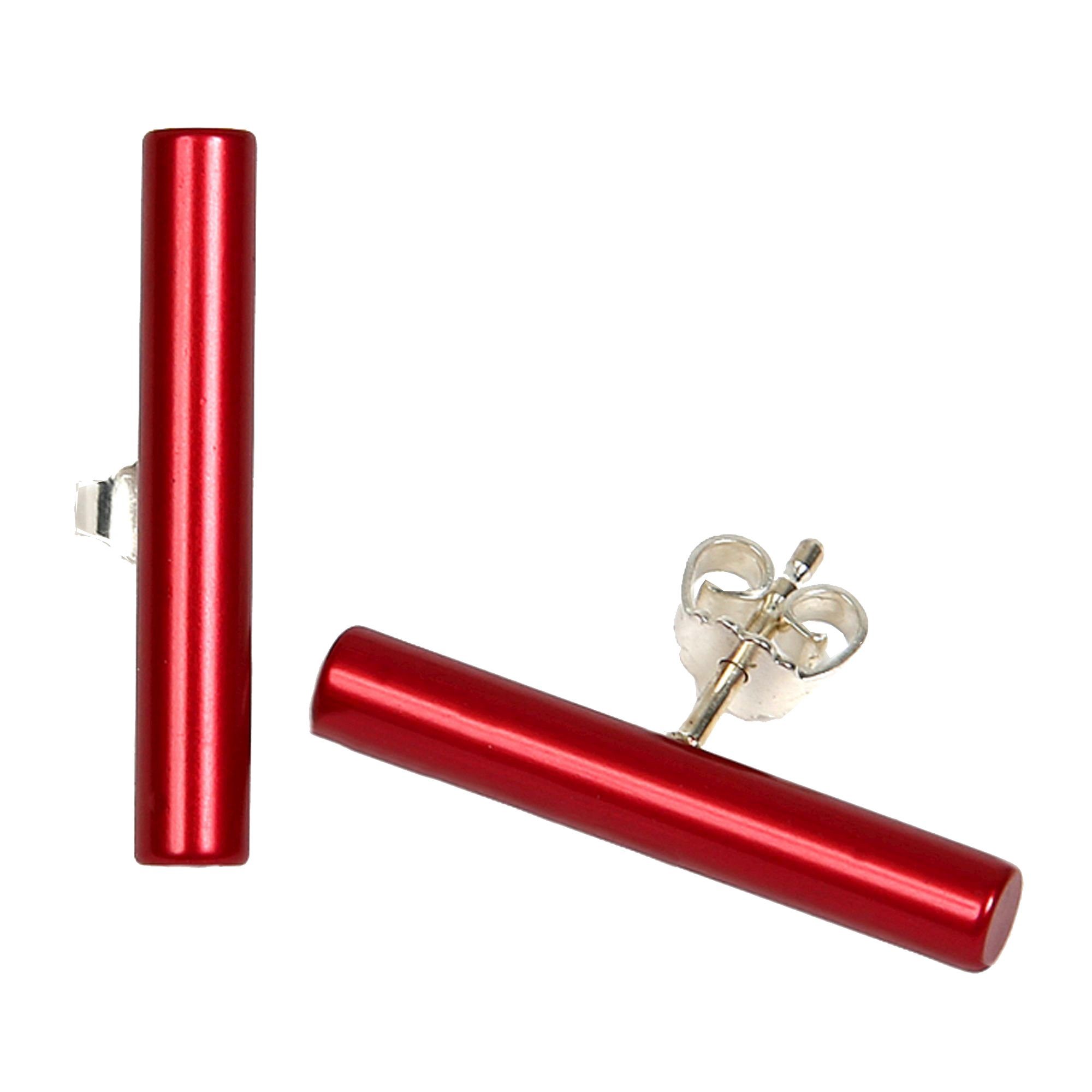 DeMarie Paar Ohrstecker eloxiertes Aluminium rot