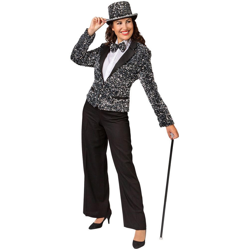 Orlob Kostüm Damenjacke mit Pailletten silber günstig online kaufen