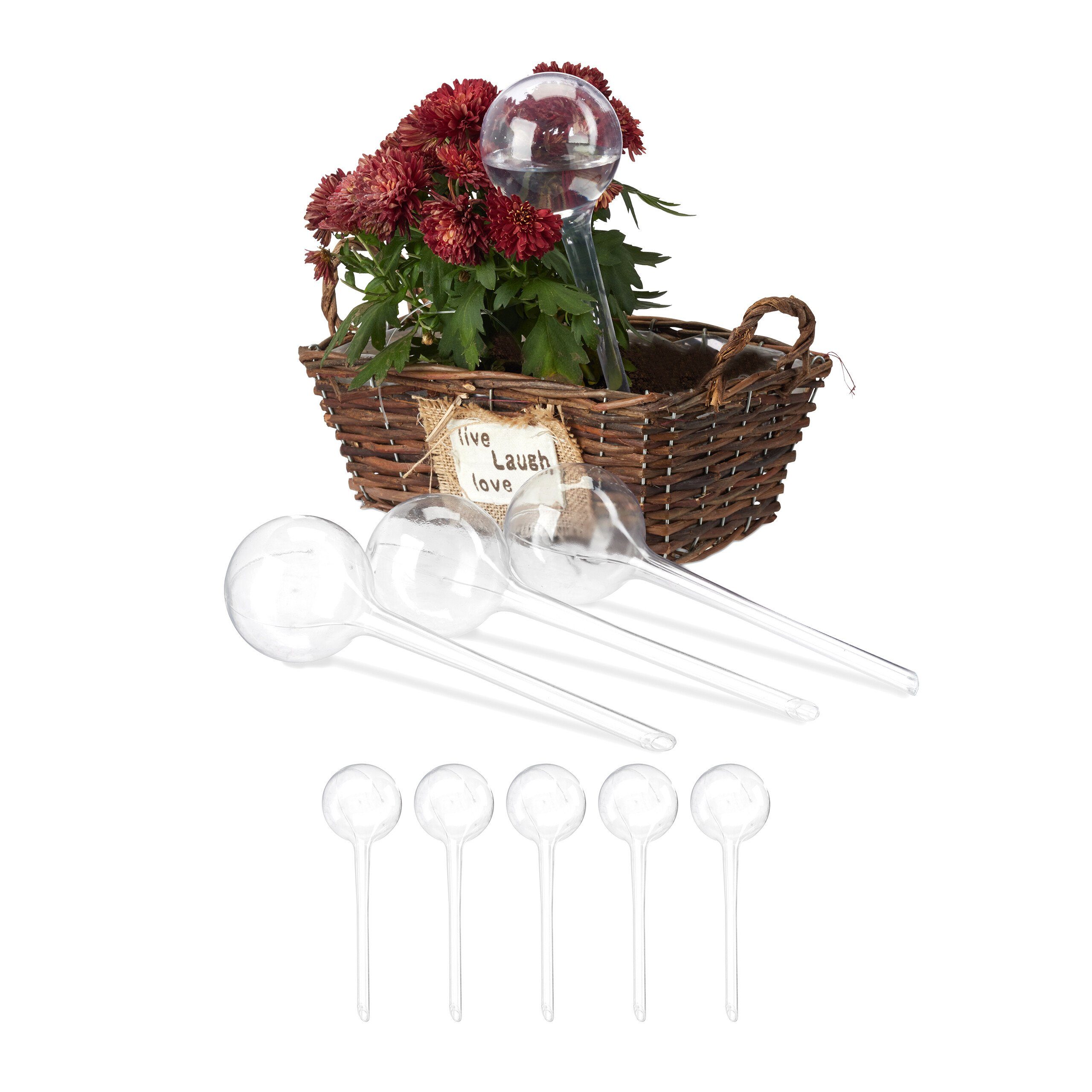 relaxdays Tropfer 9er Set Bewässerungskugeln, transparent