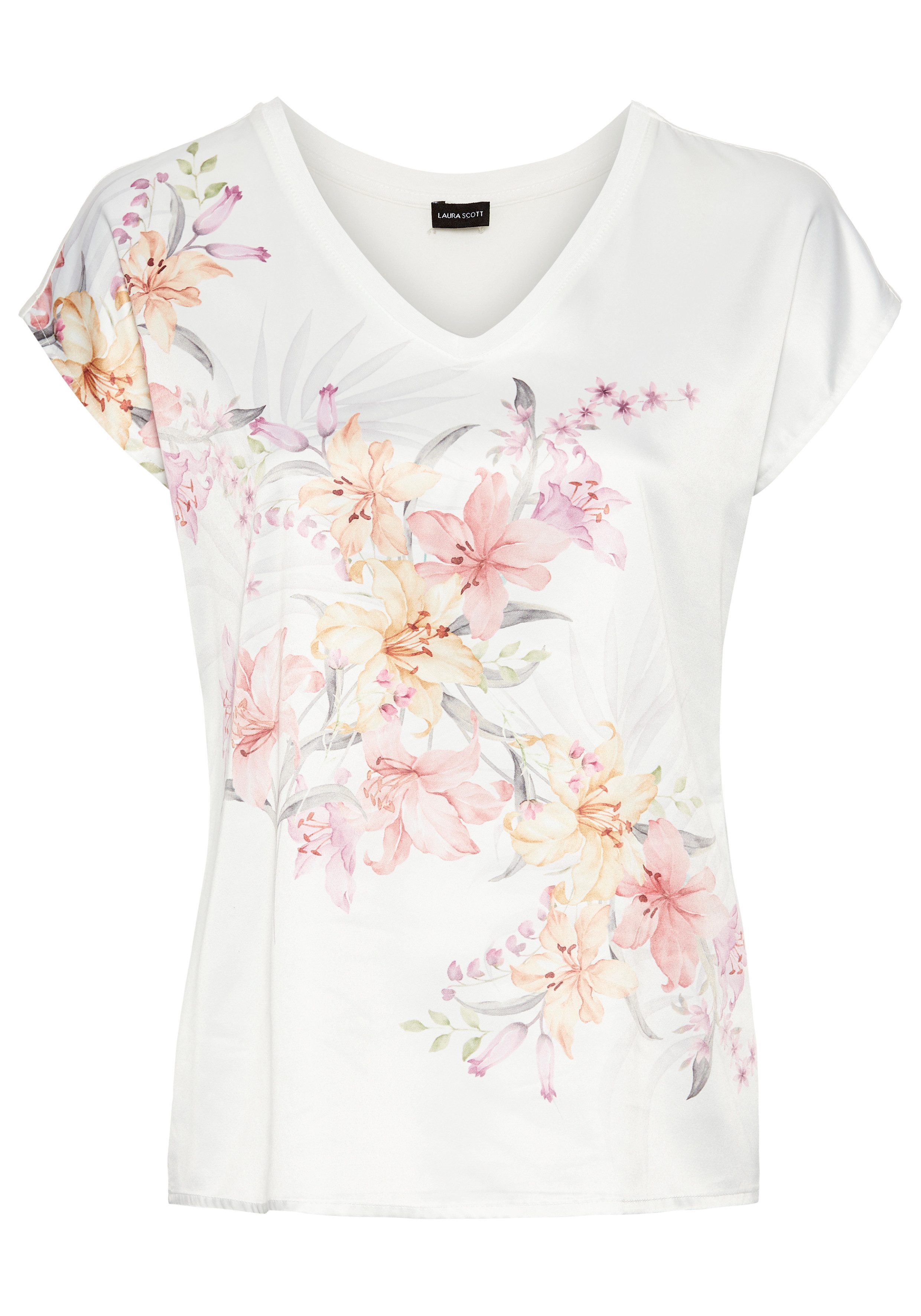 Laura Scott Shirtbluse mit edel-dezentem Blumendruck auf Satin