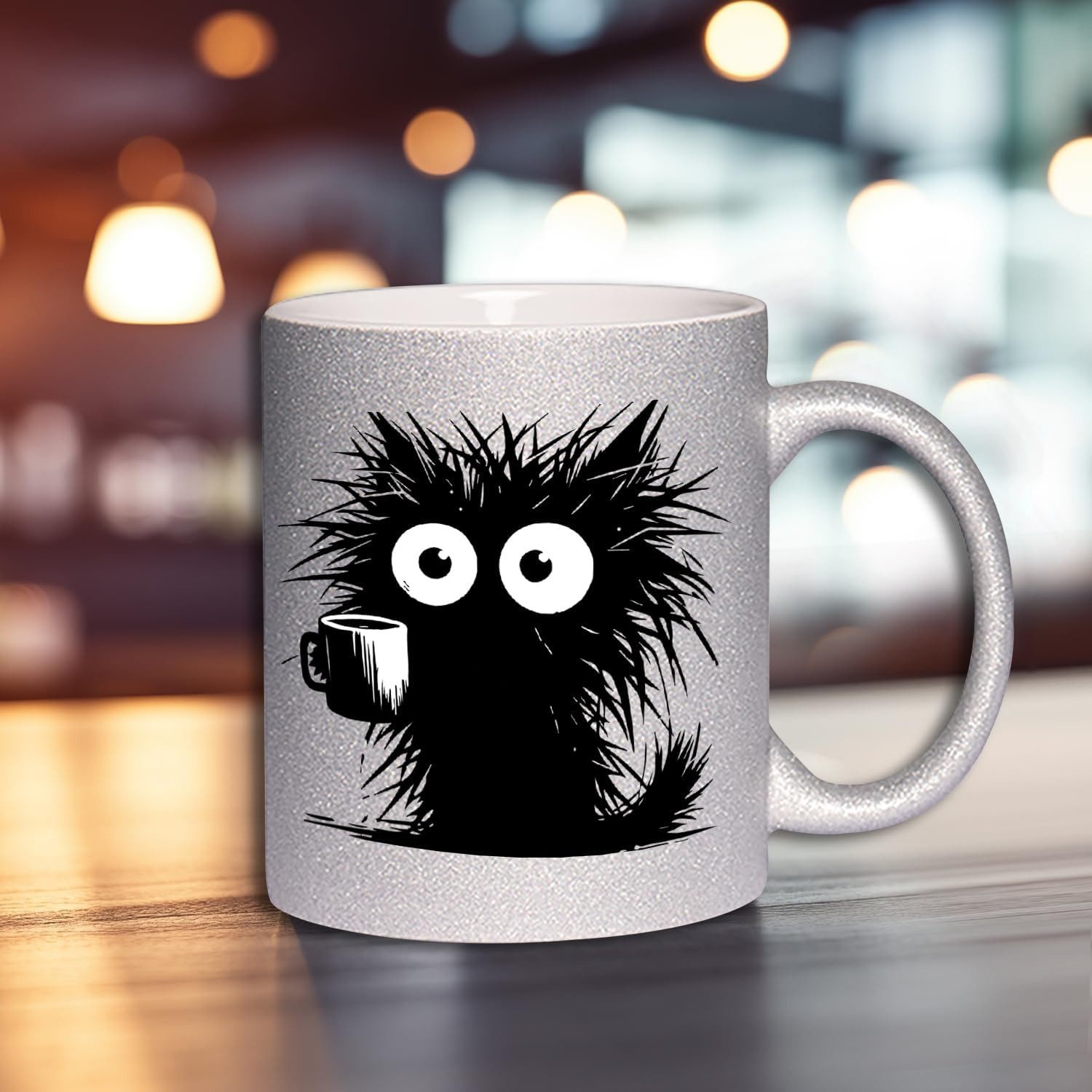 Hustling Sharks Tasse Hustling Sharks® Farbige glitzer-Tassen - Ich brauch Kaffe! II, 330 ml
