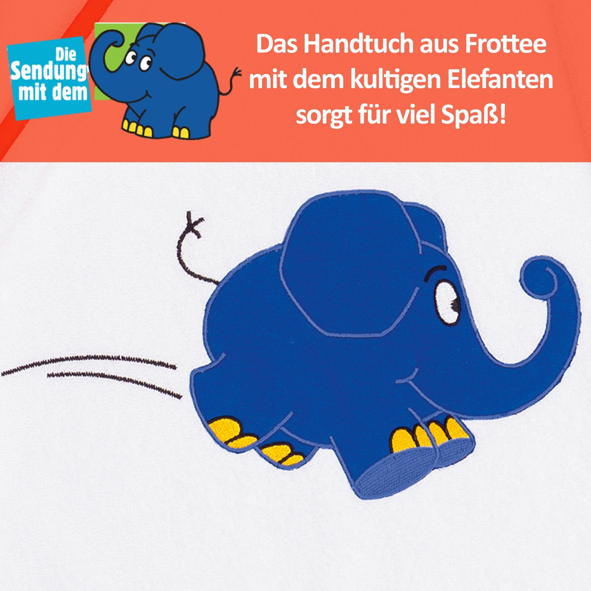in cm, Frottee Kinder, (1-St), 50x100 Elefant made Smithy blauer Handtuch für Europe