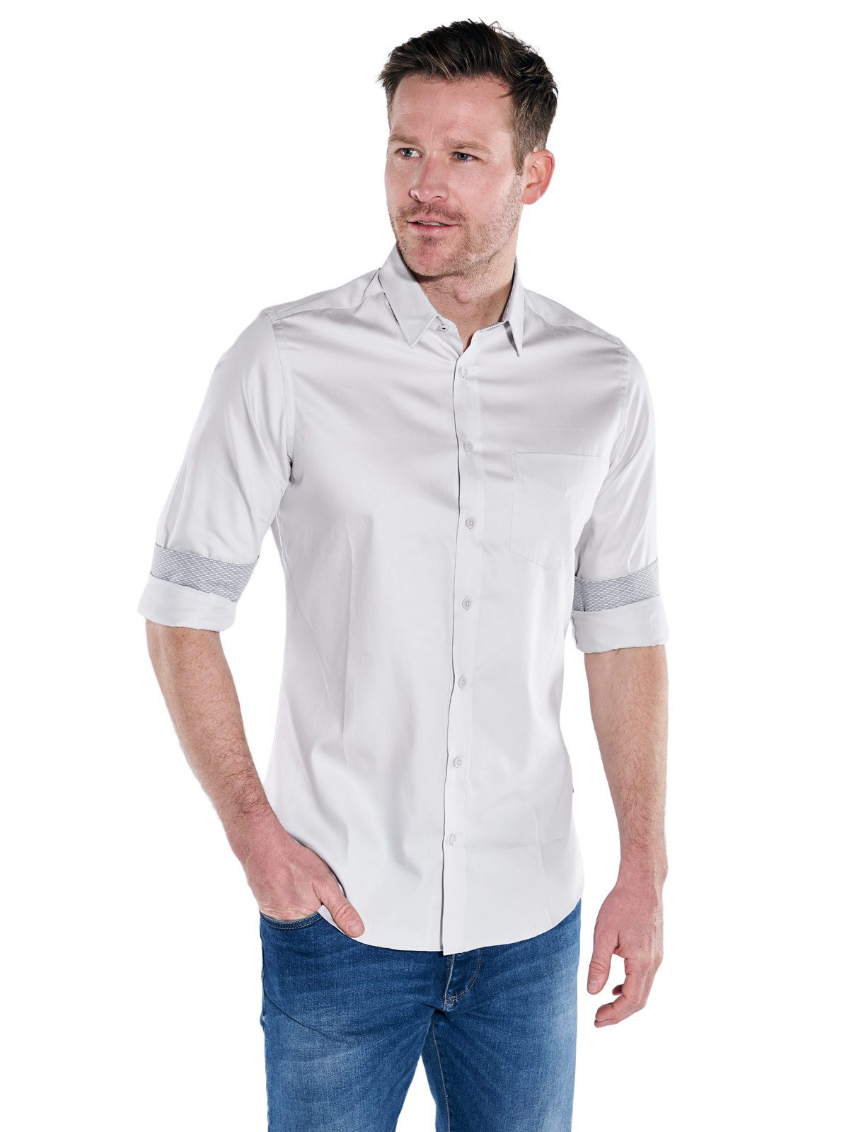 Engbers Langarmhemd Herren Langarm-Hemd "My Favorite", Silbergrau