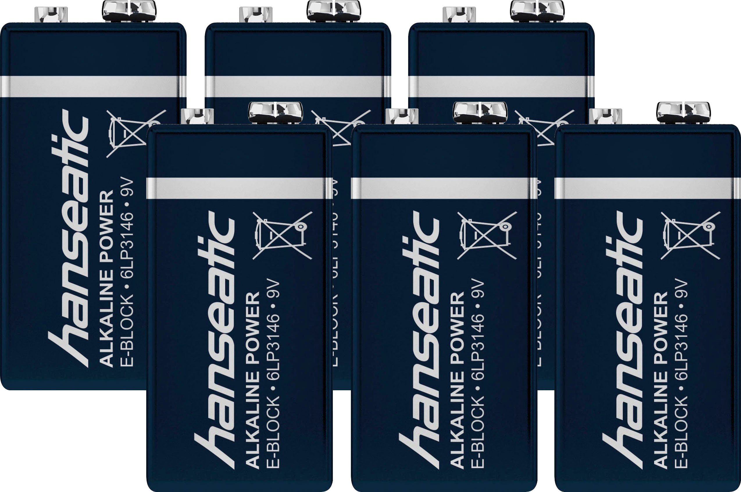 6 Stück Alkaline E-Block Batterie