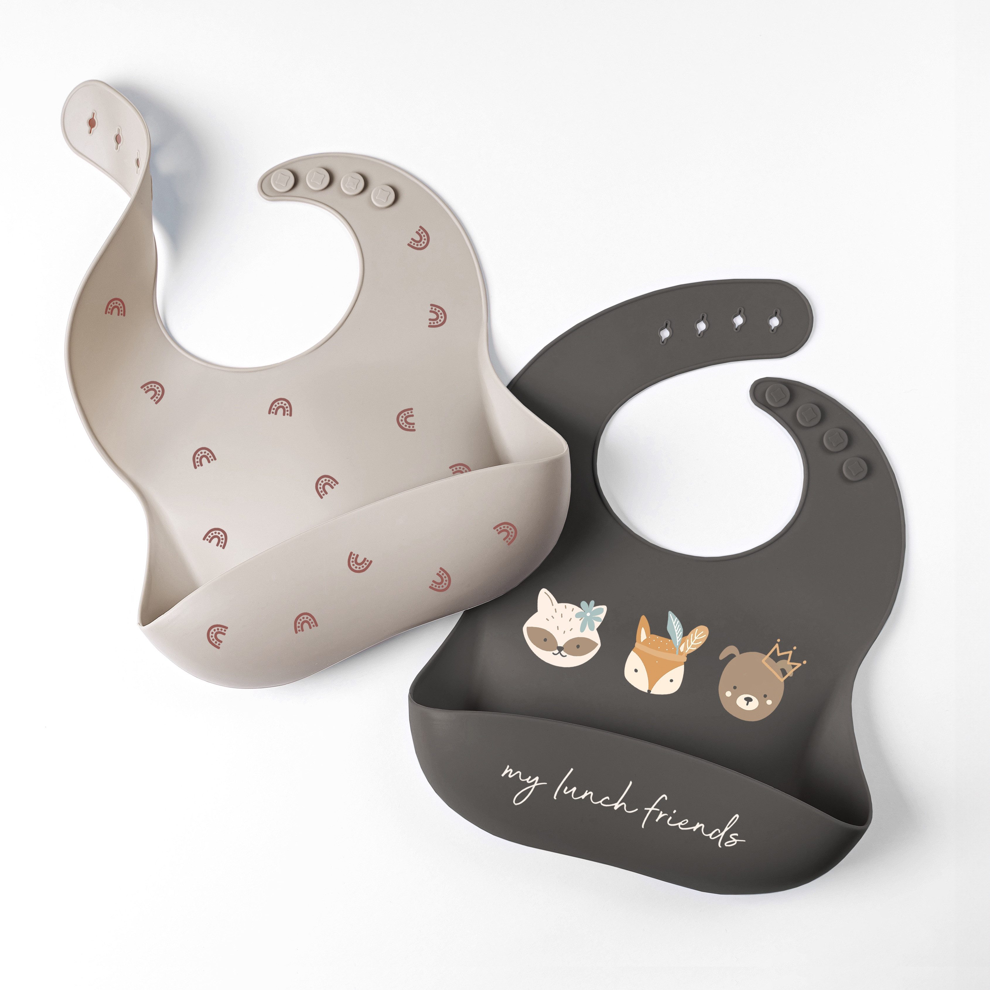 Artee Lätzchen 2 Stück Set Doppelpack aus Silikon mit Auffangtasche Lätzchen