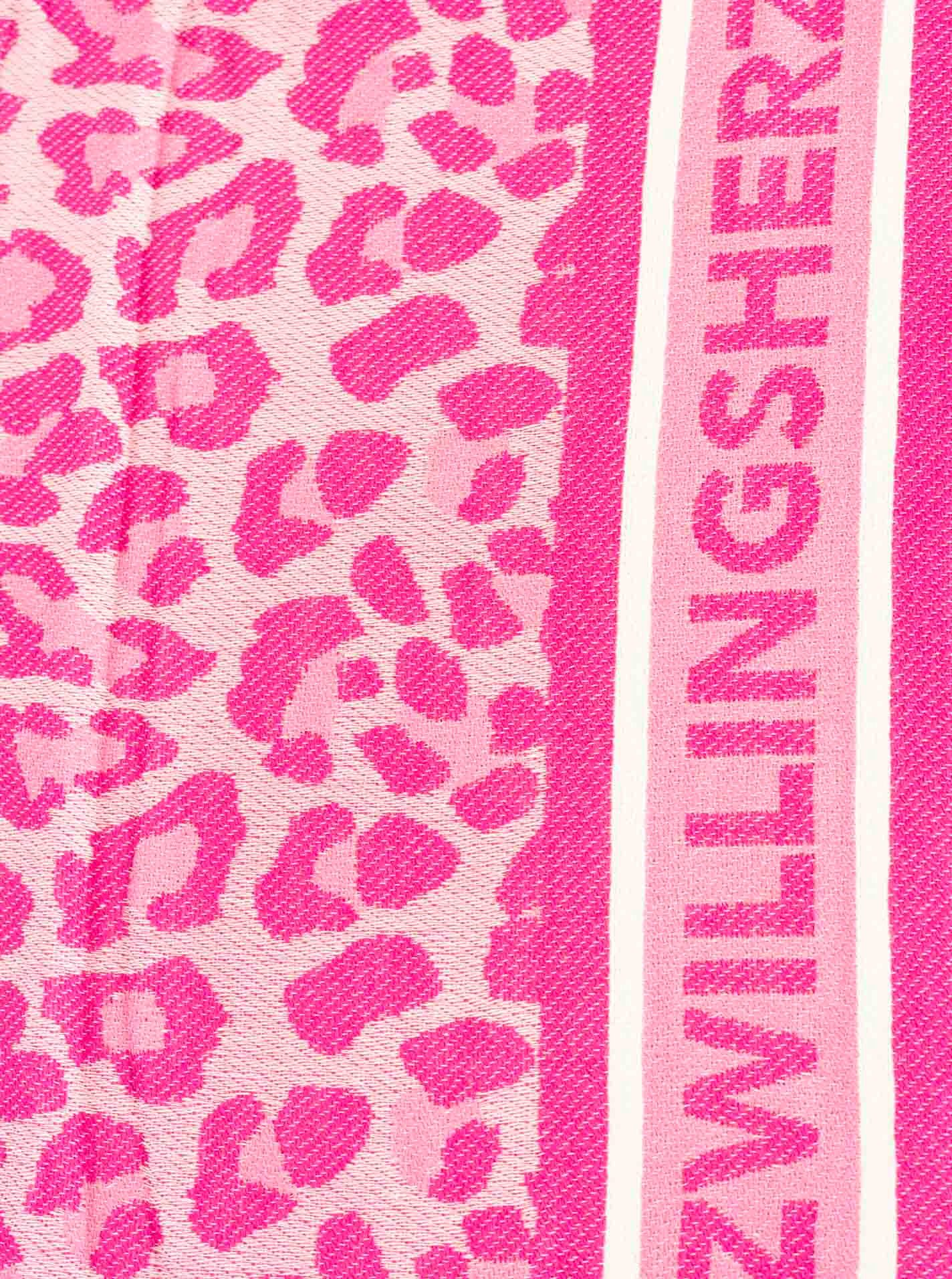 Zwillingsherz Schal "Leo Allover", Leo Muster, Zwillingsherz Schriftzug, Fransenabschluss, Wollanteil