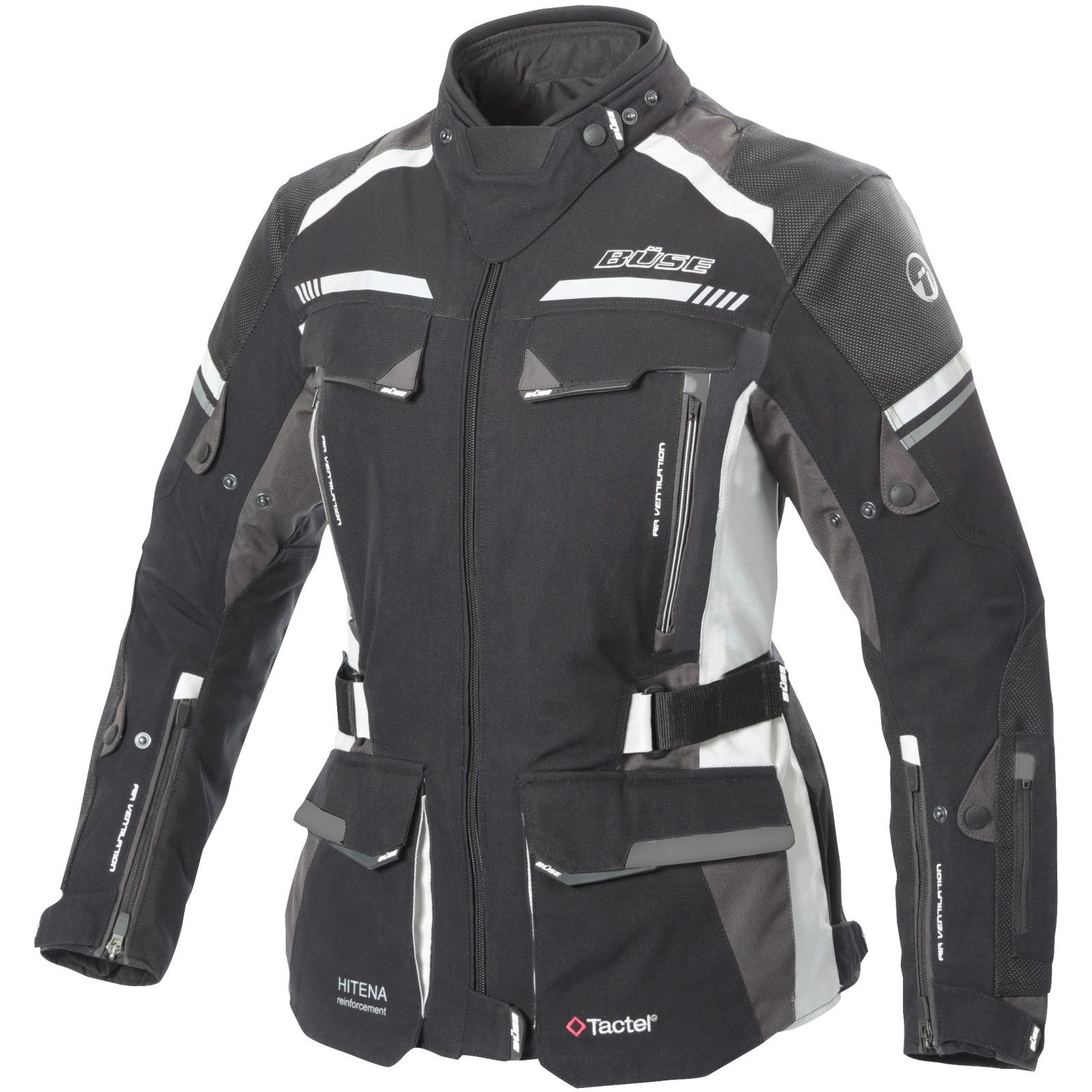Büse Motorradjacke Büse Highland II Damen Jacke schwarz / hellgrau 58 atmungsaktiv