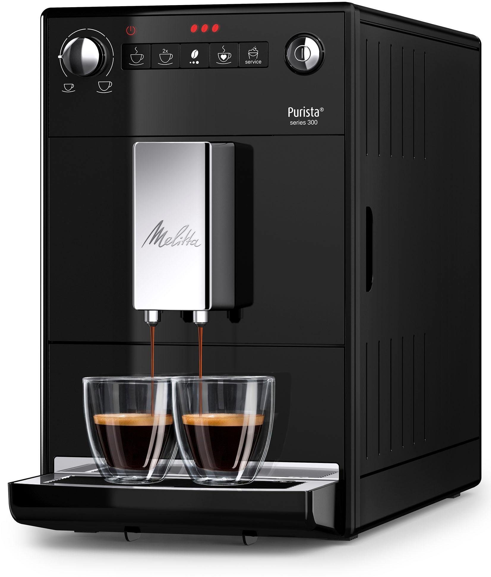 mit leise, individuellen schwarz, Melitta Purista® extra F230-102, & Einstellungen Lieblingskaffee-Funktion Funktion, Lieblingskaffee- kompakt Kaffeevollautomat