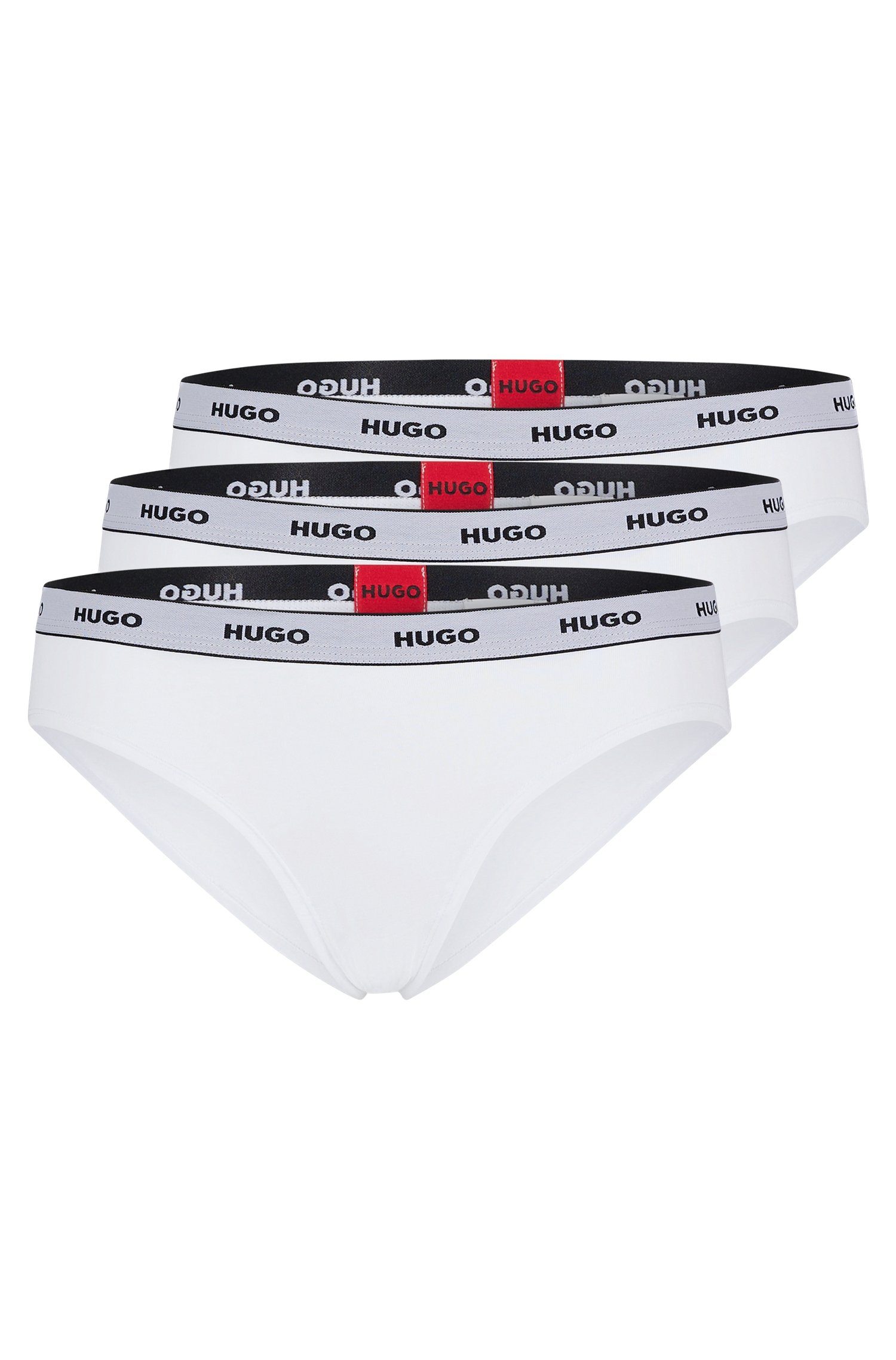 HUGO Slip TRIPLET BRIEF STRIPE (Packung, 3-St., 3er Pack) mit HUGO Logo-Elastikbund White100