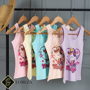 LOREZA Unterhemd 5 Mädchen Unterhemden Baumwolle - Unicorn (Set, 5-St)