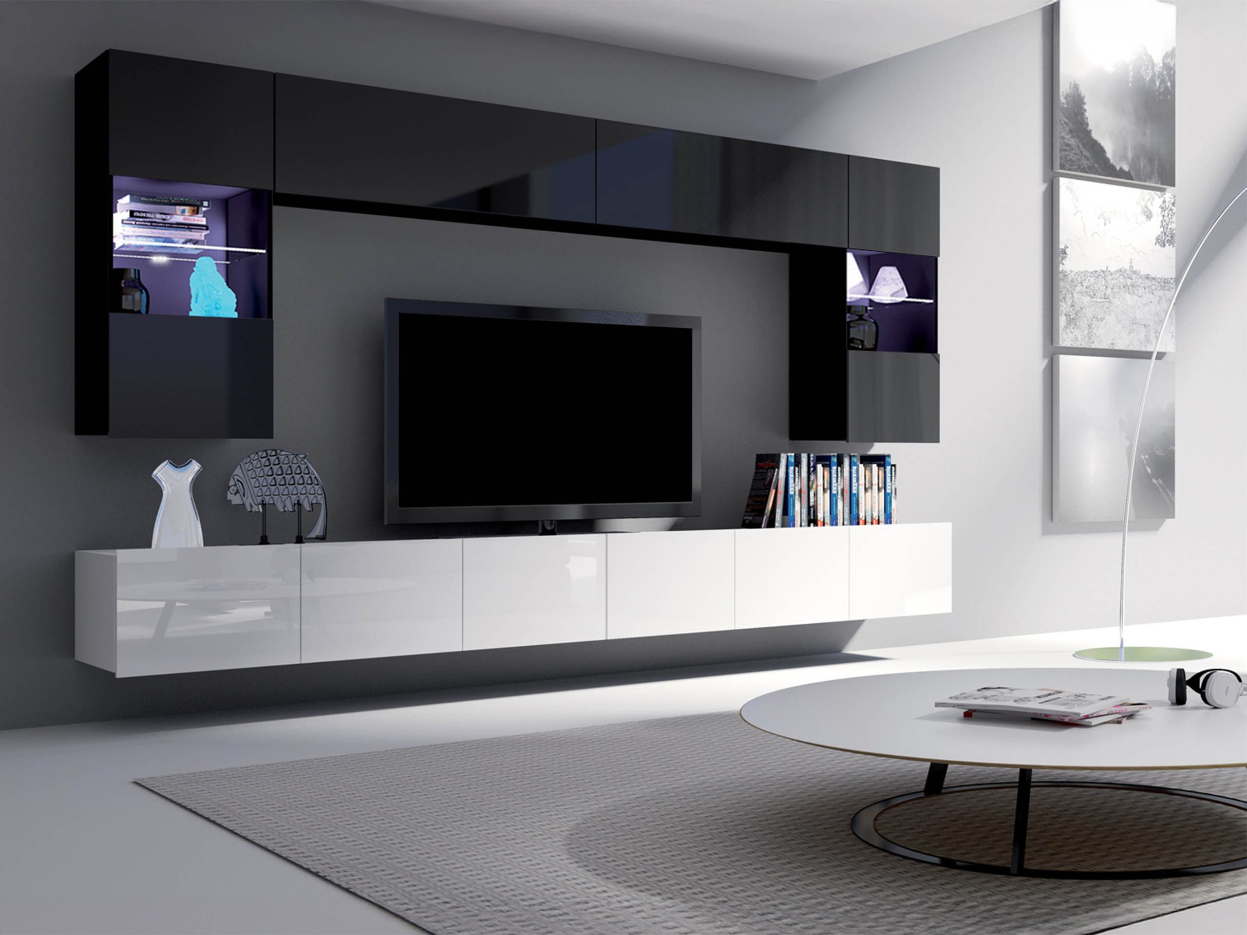 MIRJAN24 Wohnwand Calabrini I, (6er-Set, 2x TV-Lowboard, 2x Wandregal, 2x H günstig online kaufen