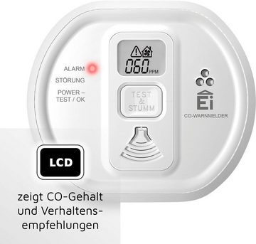 Ei Electronics Ei208D CO-Melder (LCD-Display, mit 10-Jahres-Batterie und LCD-Display)