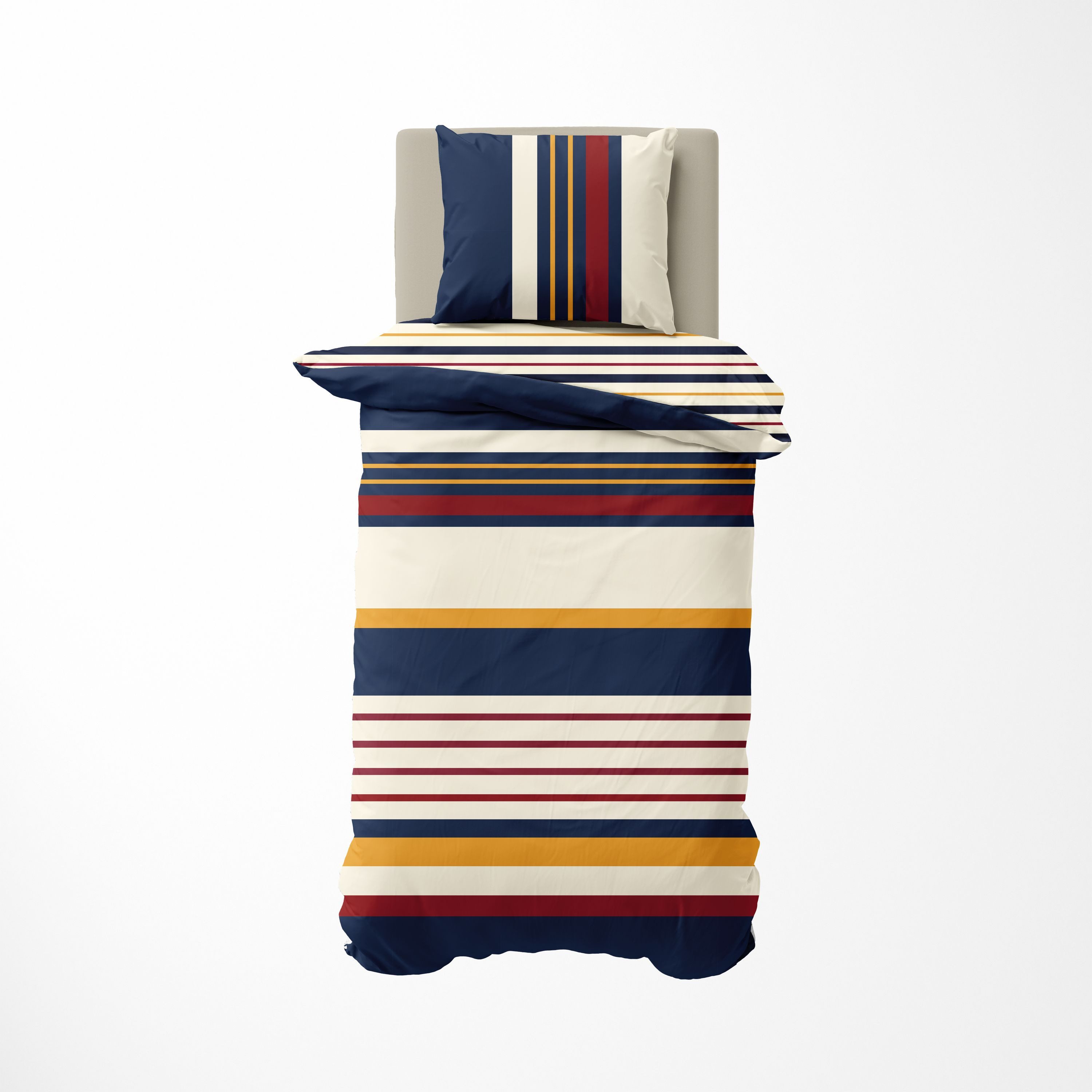 NAUTICA HOME Bettwäsche Nautica, Satin, 2 teilig, mit Streifen, blau, rot, natur, gelb