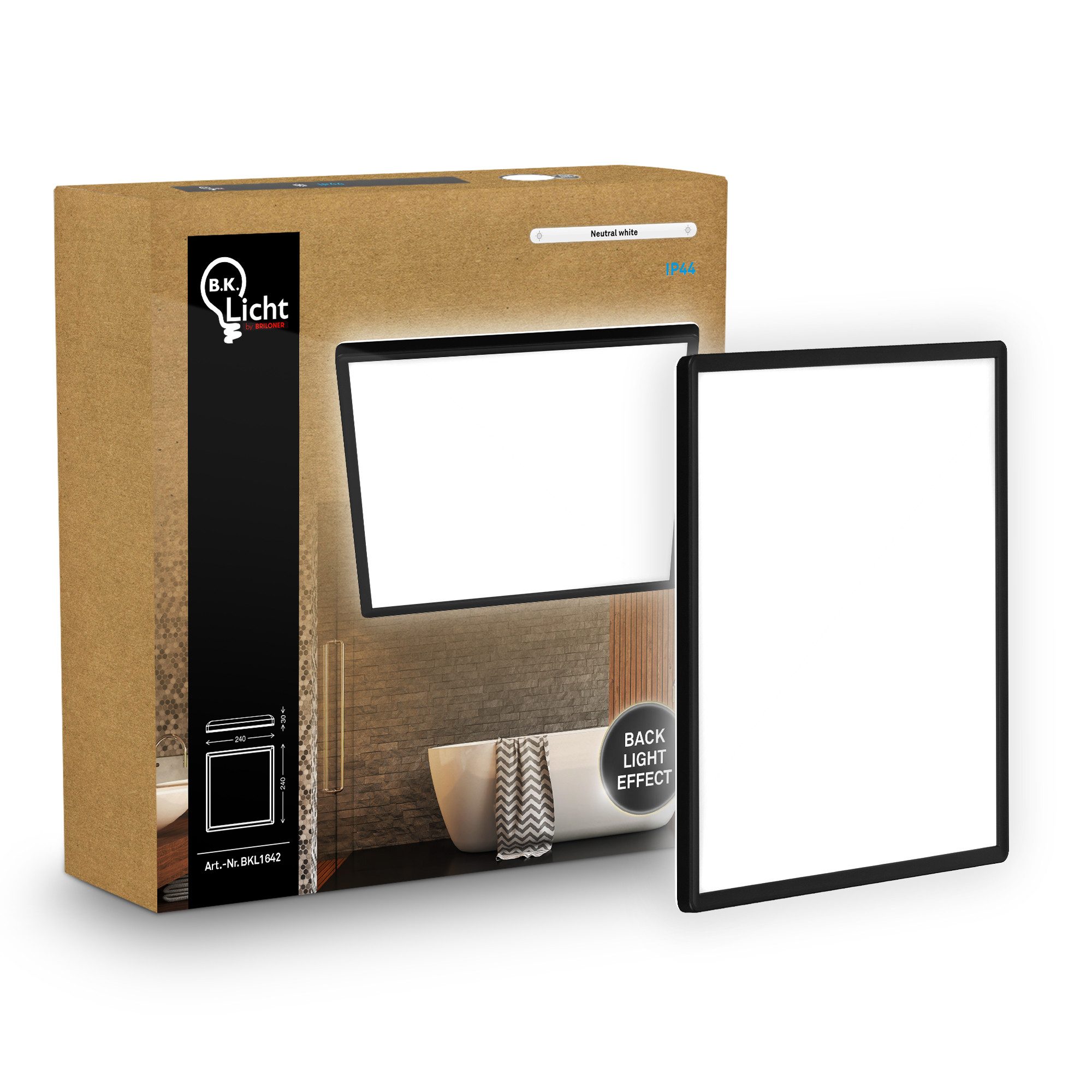 B.K.Licht LED Deckenleuchte Panel Flach 30mm Backlight Effekt LED Deckenlampe Wohnzimmer, LED fest integriert, 4000K - Neutralweiß, versch. Größen & Farben, Badezimmer, Küche, Wohnzimmer, Kinderzimmer