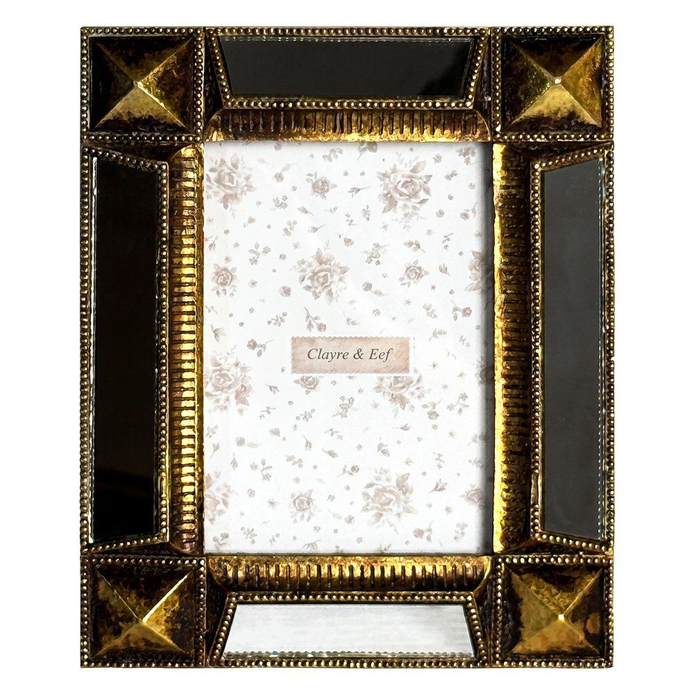 Clayre & Eef Bilderrahmen Art Deco Bilderrahmen 10x15 Schwarz Gold Vintage – Clayre & Eef