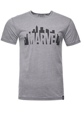 Recovered T-Shirt Marvel City Logo Light Grey GOTS zertifizierte Bio-Baumwolle