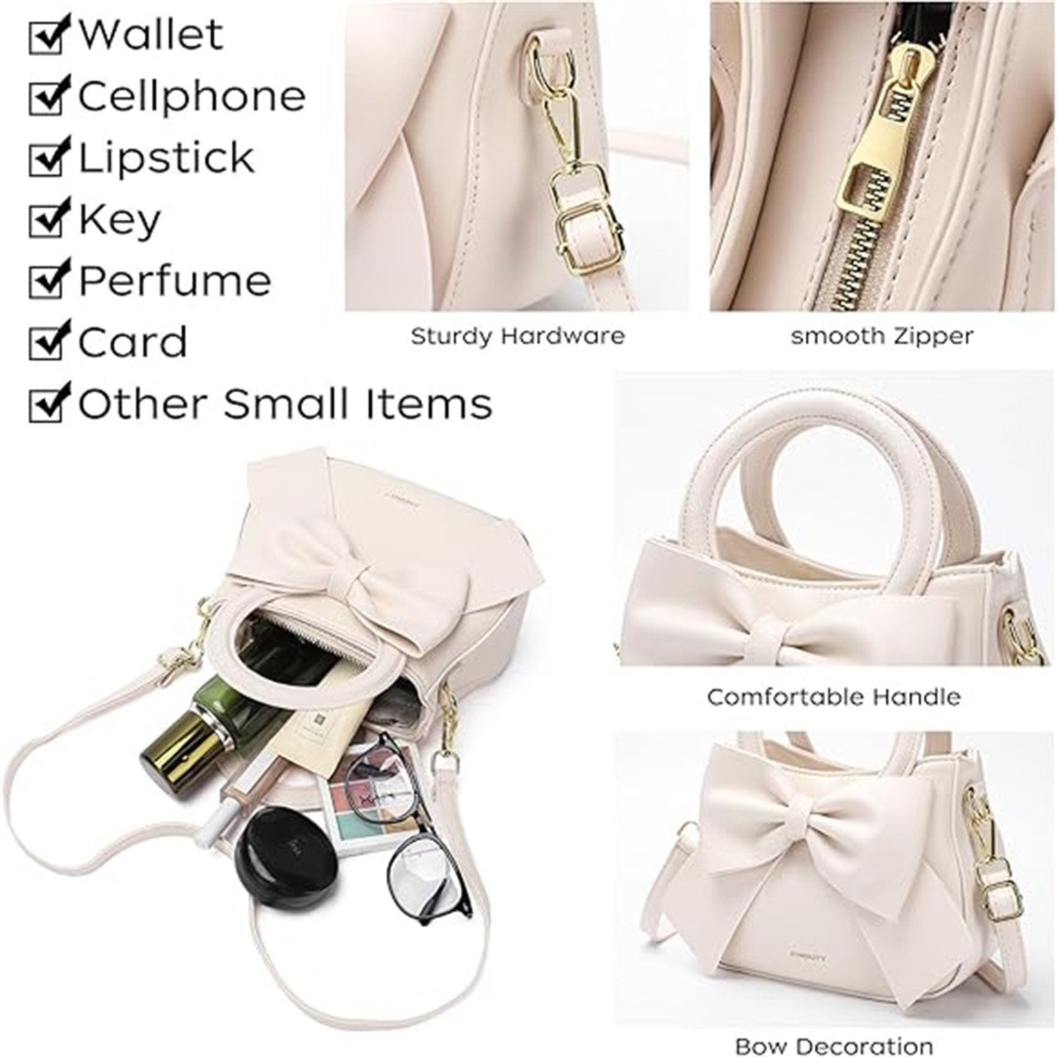 autolock Henkeltasche Henkeltasche, Crossbody, mit Top Carry Handle und Cute Bow Knot