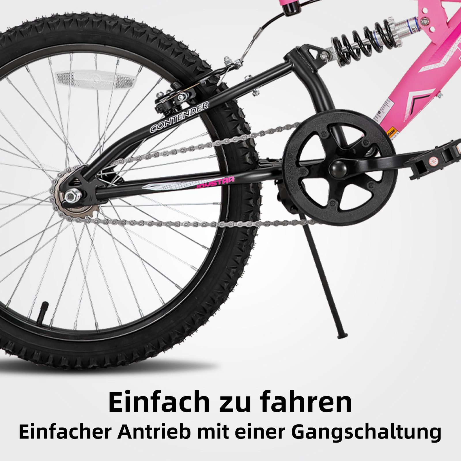 JOYSTAR Kinderfahrrad 20 Zoll bike für Jungen und Mädchen ab 7-12 Jahren Student Pendler, 1 Gang, mit vollgefedertem Stahlrahmen und 1-Gang-Antrieb mit Ständer