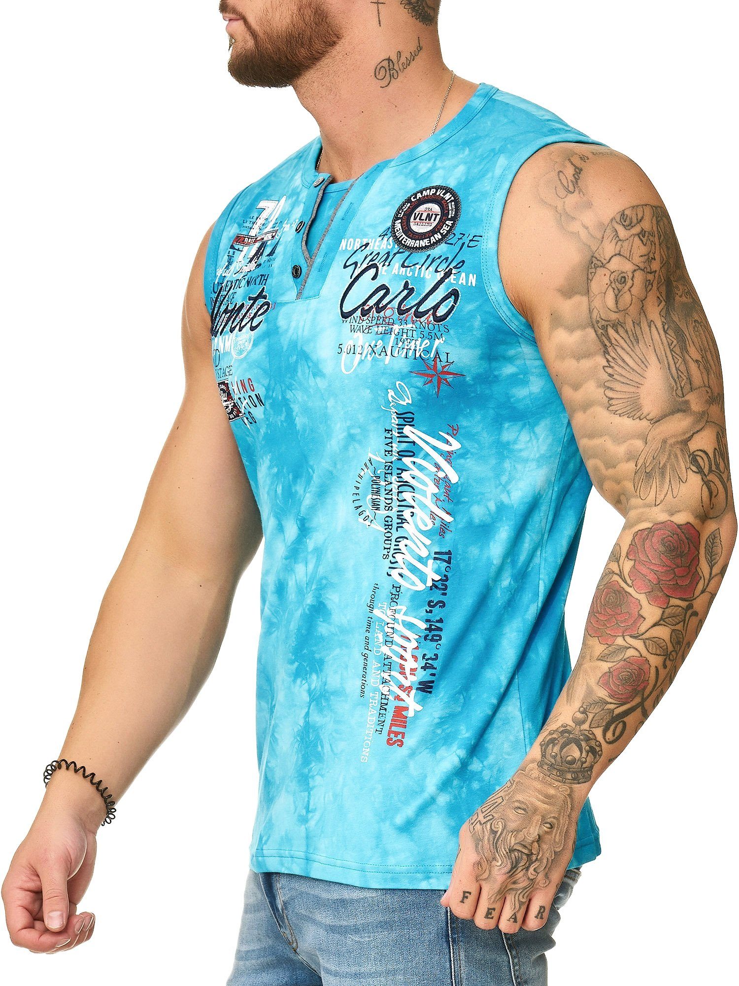 OneRedox T-Shirt 4395C Tee, Polo 1-tlg., Design) (Shirt Kurzarmshirt Freizeit Fitness im Hellblau modischem Casual