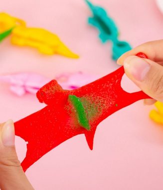 SOTOR Hüpfspielzeug 20 Stück Schleuder Dinosaurier Spielzeug, Dinosaurier Spielzeug, (Slingshot Dinosaur Finger Toys, Zufällige Farbe), Lustige Fliegende Dinosaurier Schleuder Spielzeug