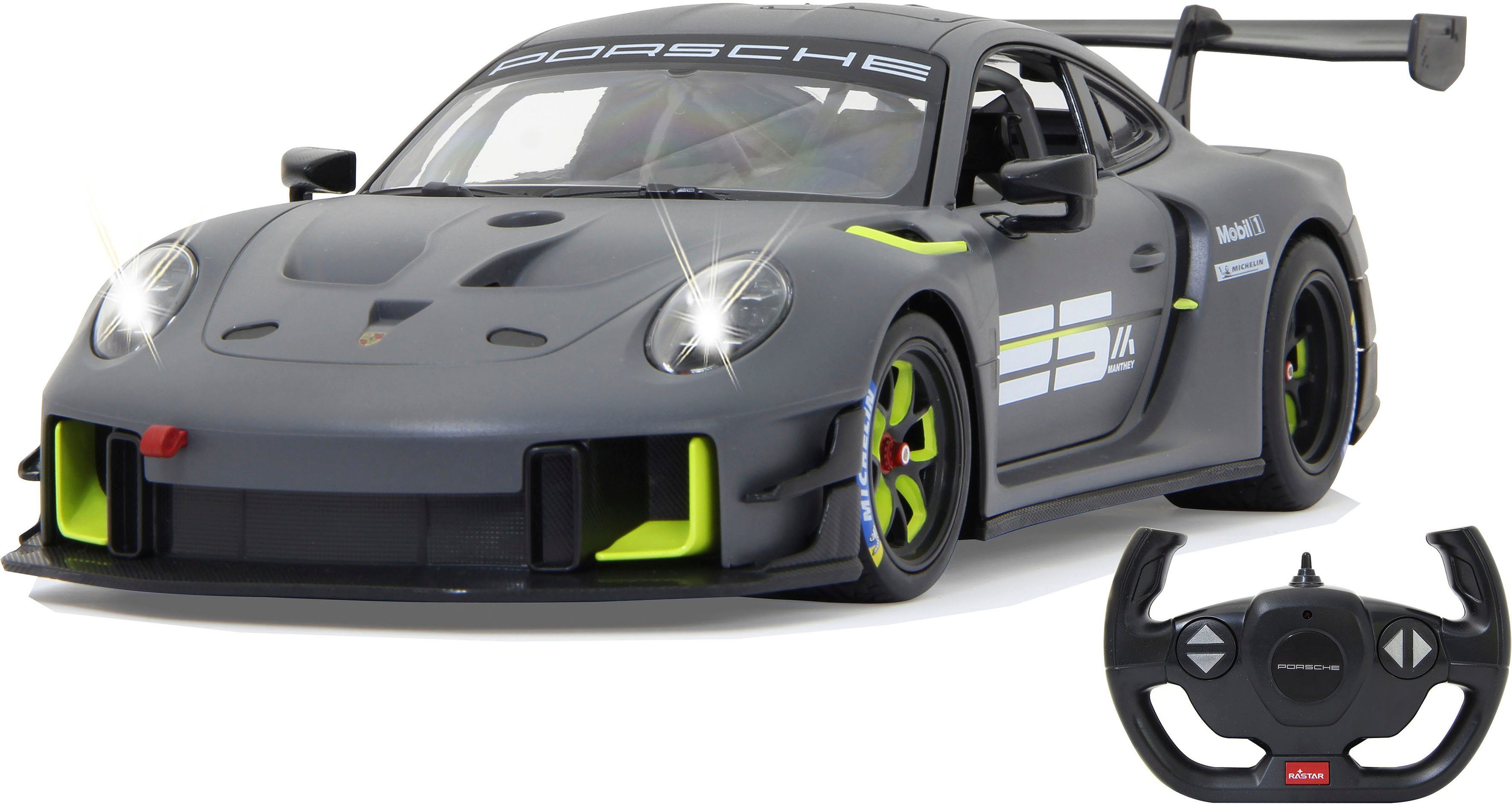 Jamara RC Car Deluxe Cars, Porsche 911 GT2 RS Clubsport 25 1:14, grey - 2.4 GHz, with LED lights