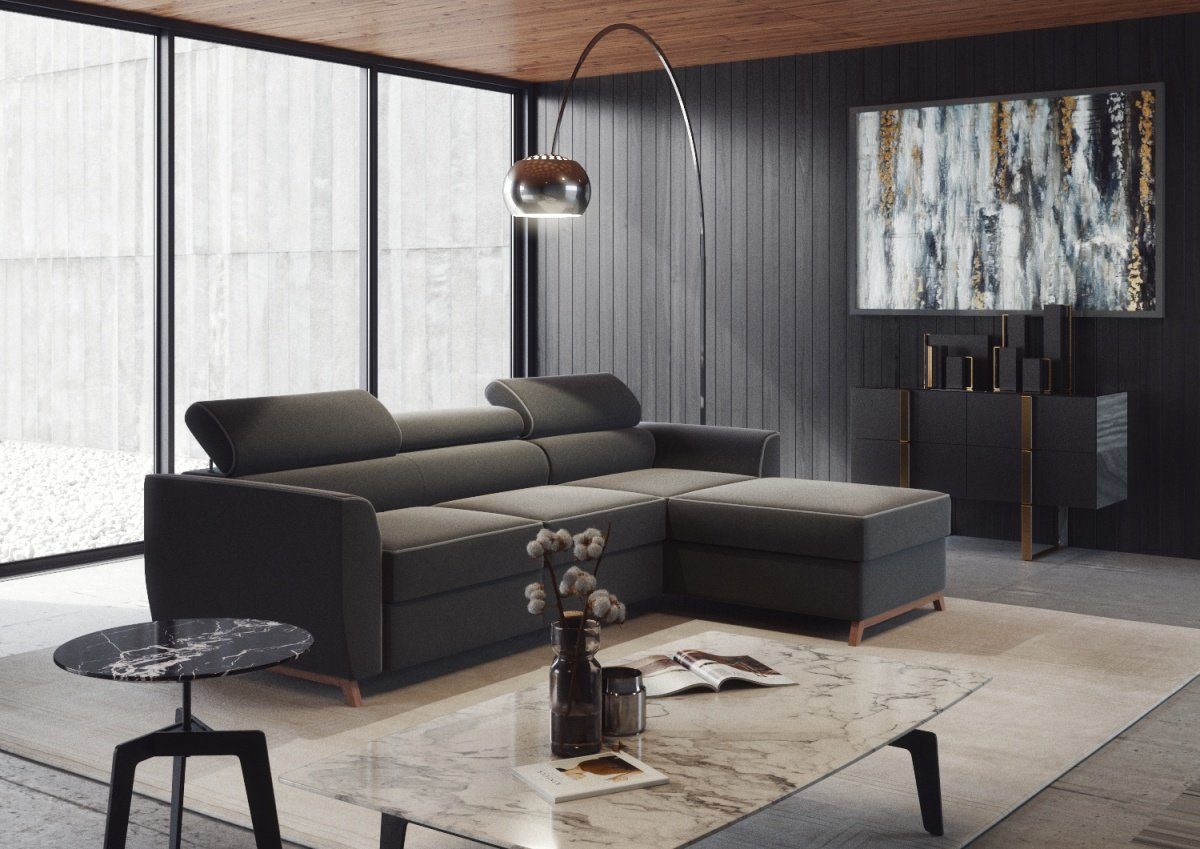 Stoff JVmoebel Textil Eck Made L-Form Grau, Couch Modern Europe Ecksofa in Ecksofa Polster Design