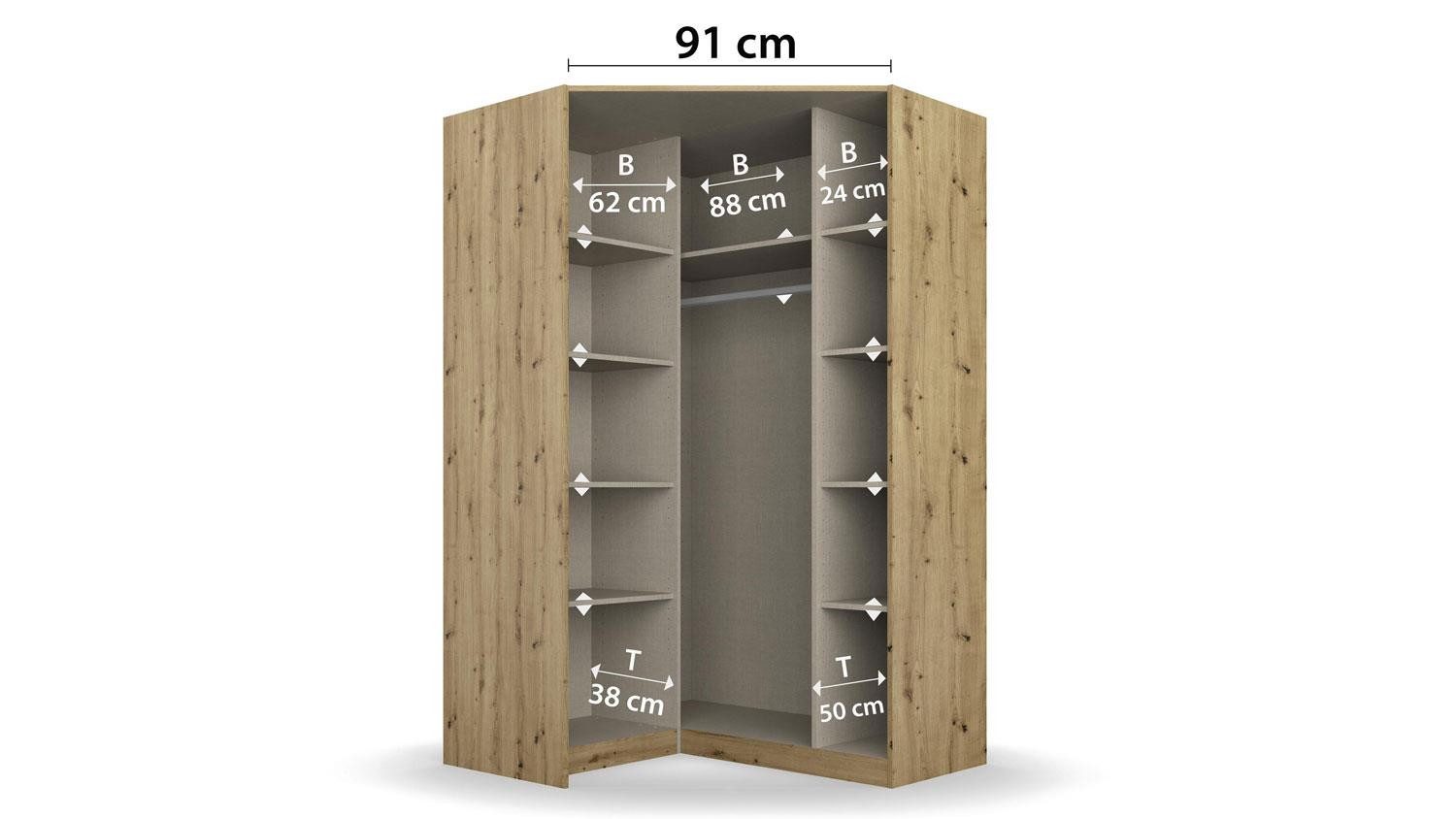 rauch BLUE Eckschrank Eckschrank Celle ca. 117x117 cm grau 2 türig Spiegel